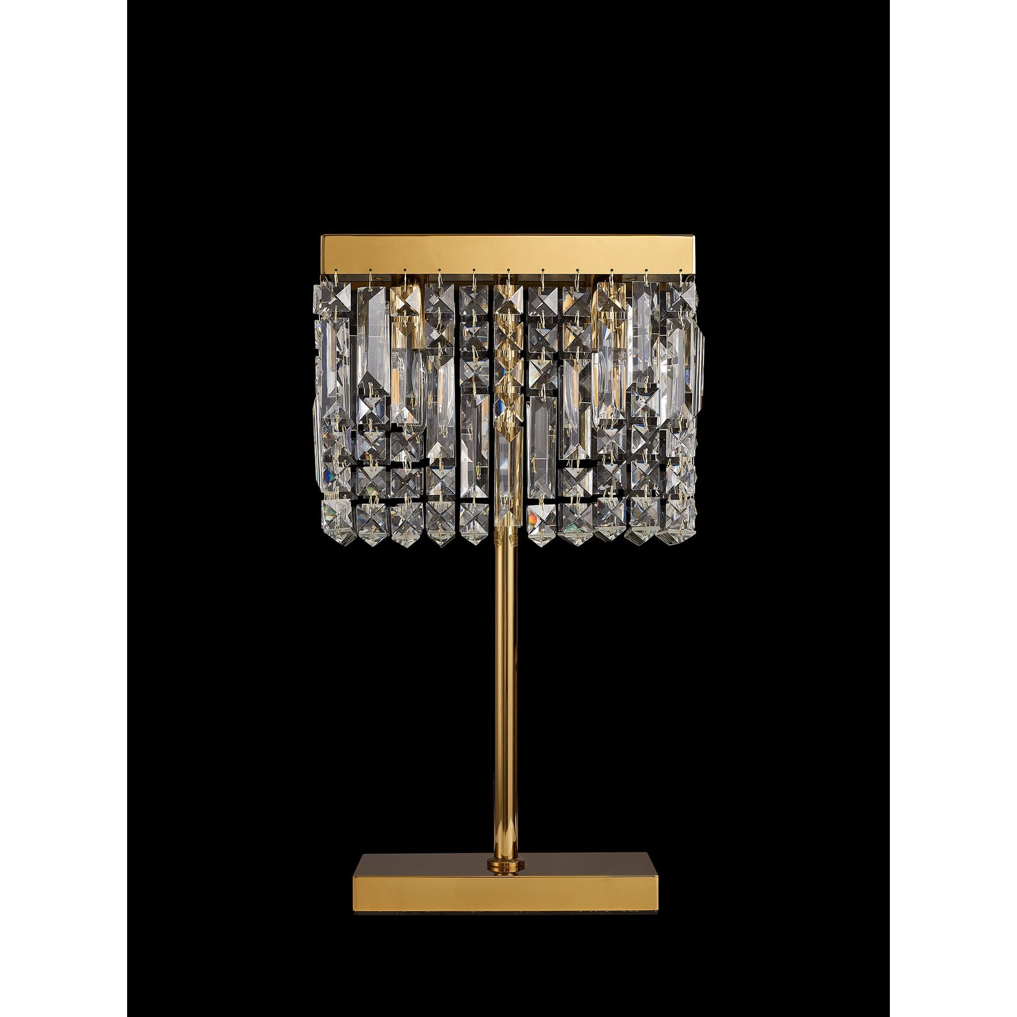 Fabula Fernbank 2 Light Rectangular Table Lamp - Gold & Crystal