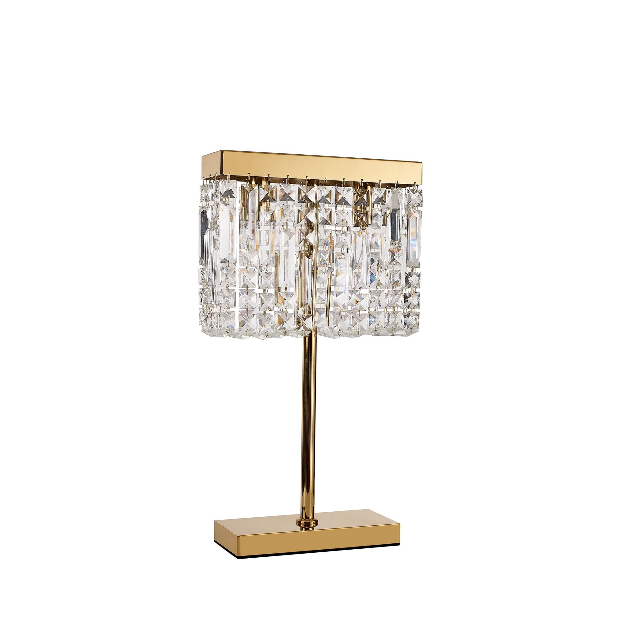 Fabula Fernbank 2 Light Rectangular Table Lamp - Gold & Crystal