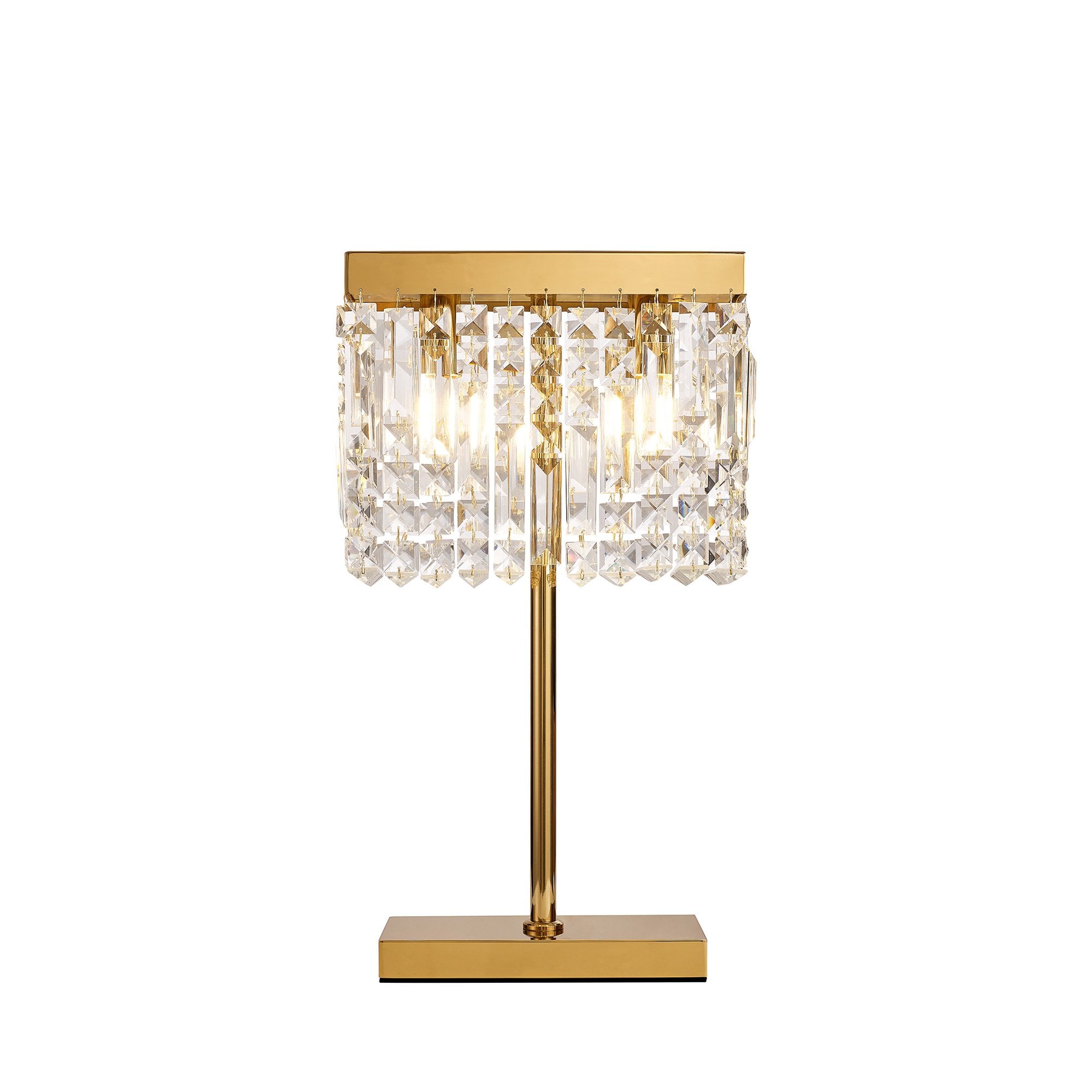 Fabula Fernbank 2 Light Rectangular Table Lamp - Gold & Crystal