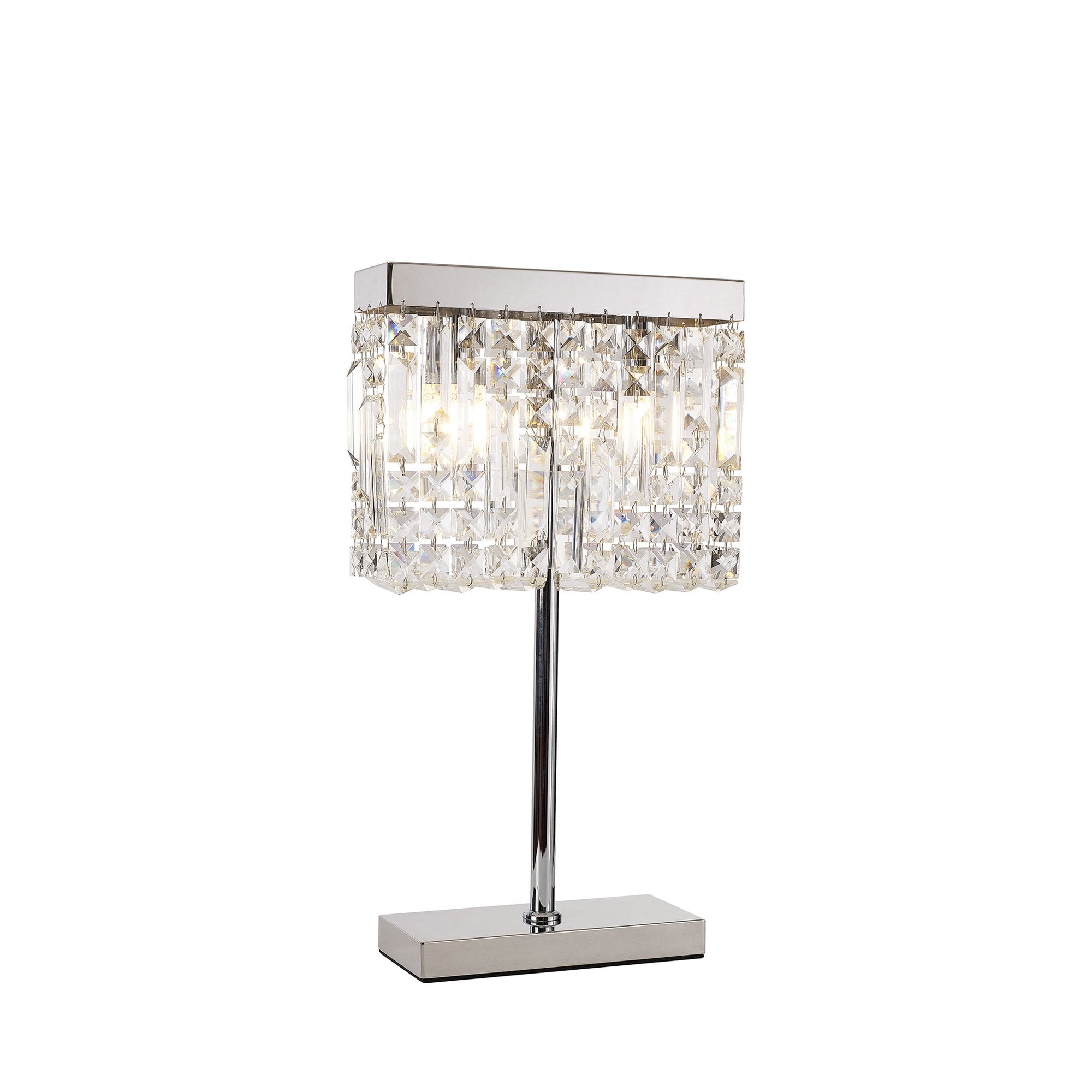 Fabula Fernbank 2 Light Rectangular Table Lamp - Polished Chrome & Crystal