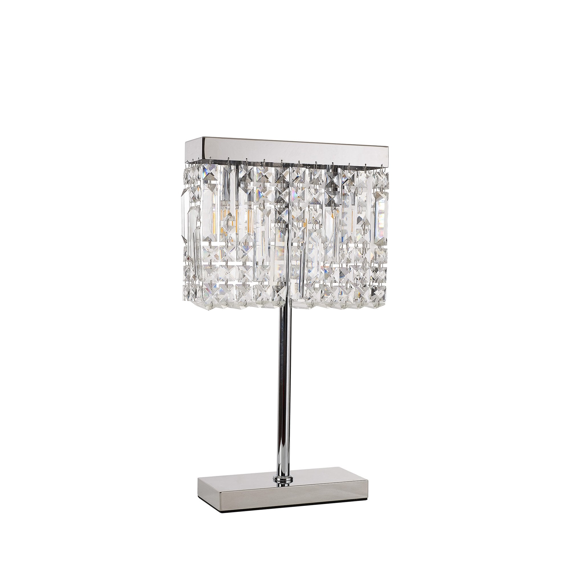 Fabula Fernbank 2 Light Rectangular Table Lamp - Polished Chrome & Crystal