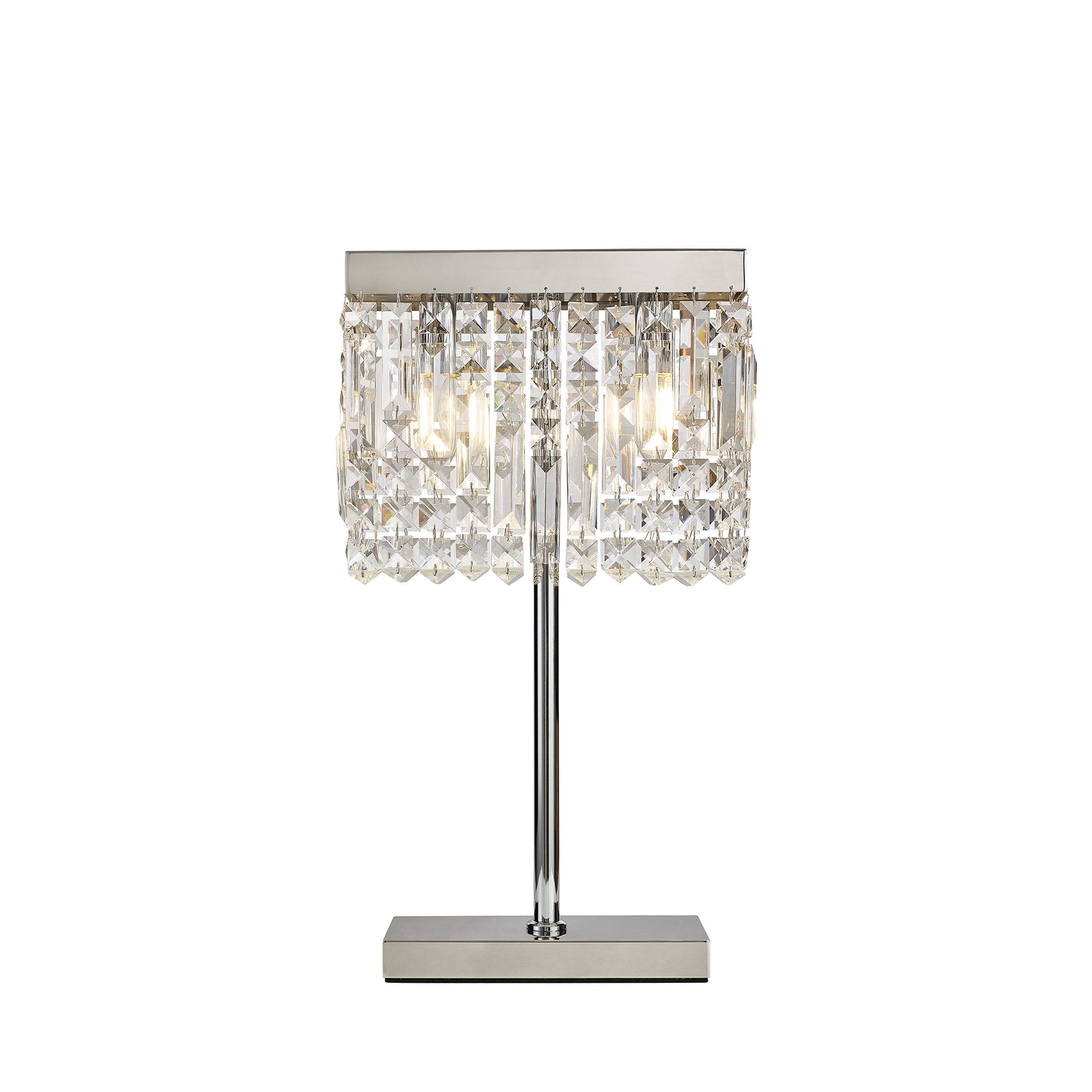 Fabula Fernbank 2 Light Rectangular Table Lamp - Polished Chrome & Crystal