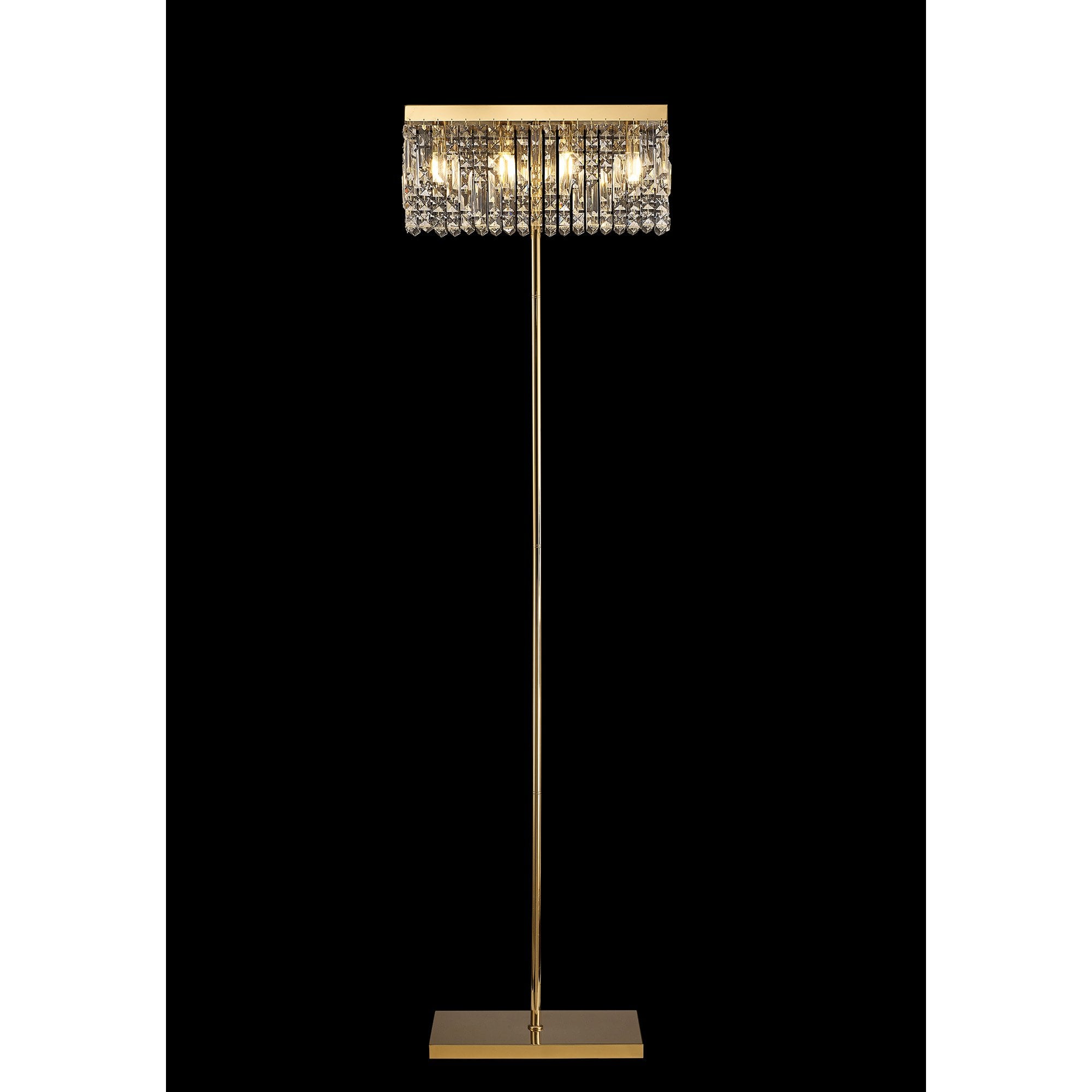 Fabula Fernbank 4 Light Rectangular Floor Lamp - Gold & Crystal