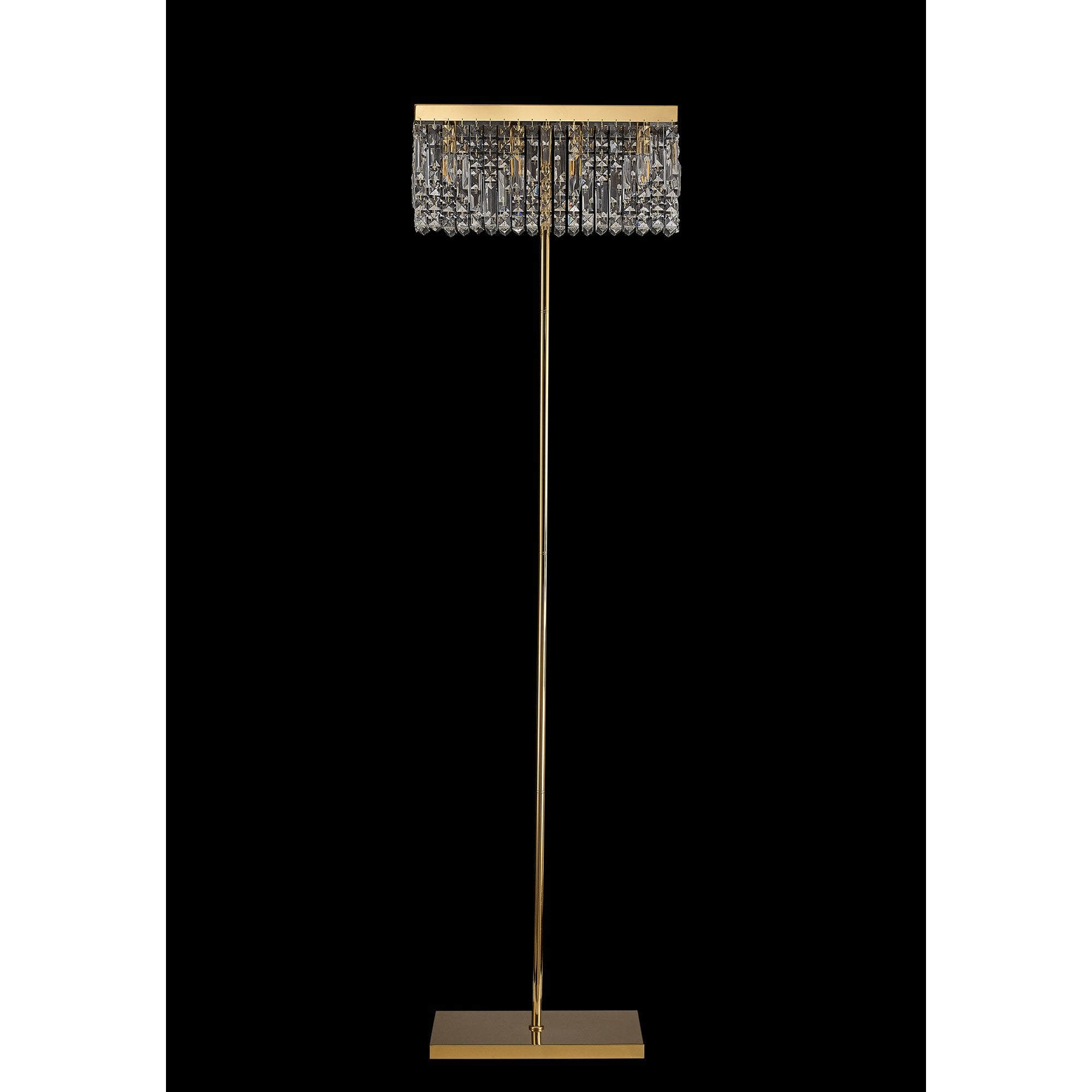 Fabula Fernbank 4 Light Rectangular Floor Lamp - Gold & Crystal