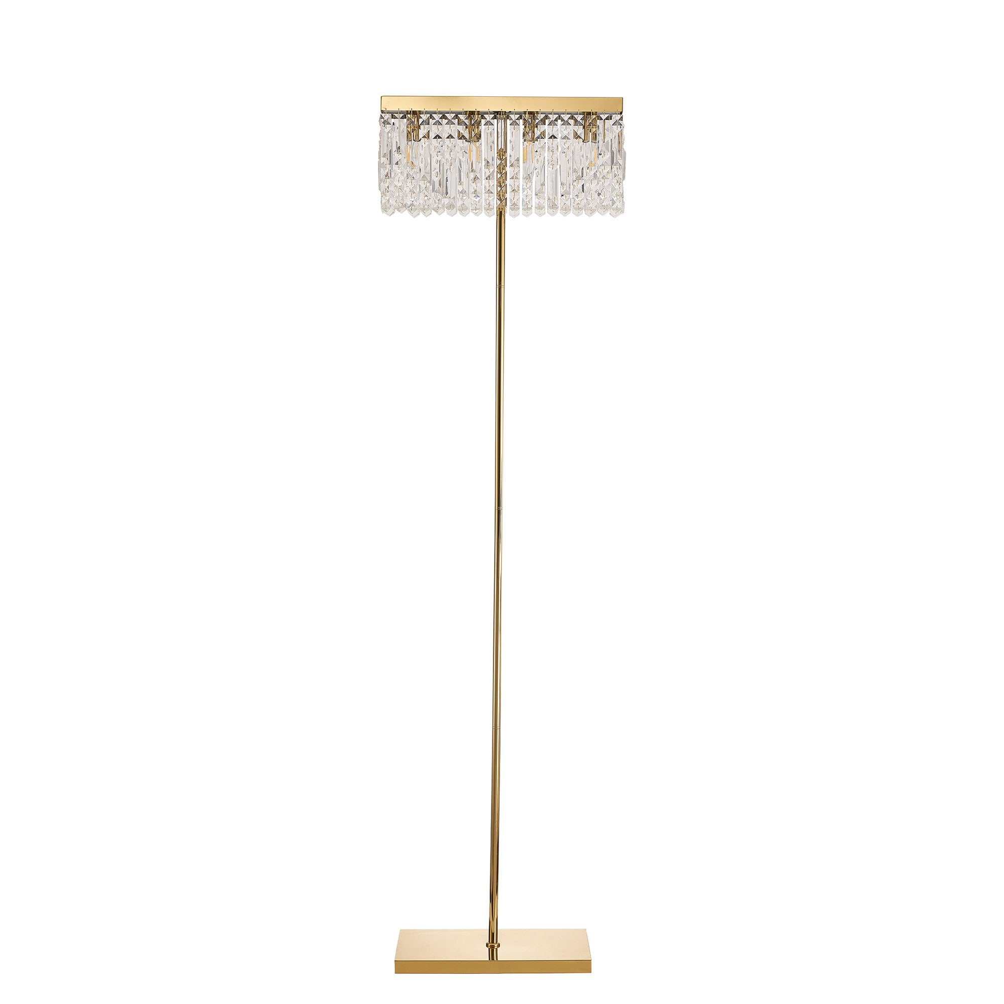 Fabula Fernbank 4 Light Rectangular Floor Lamp - Gold & Crystal