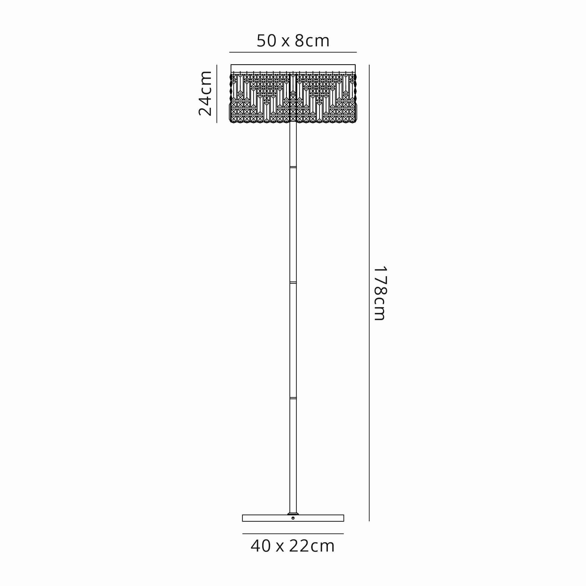 Fabula Fernbank 4 Light Rectangular Floor Lamp - Polished Chrome & Crystal