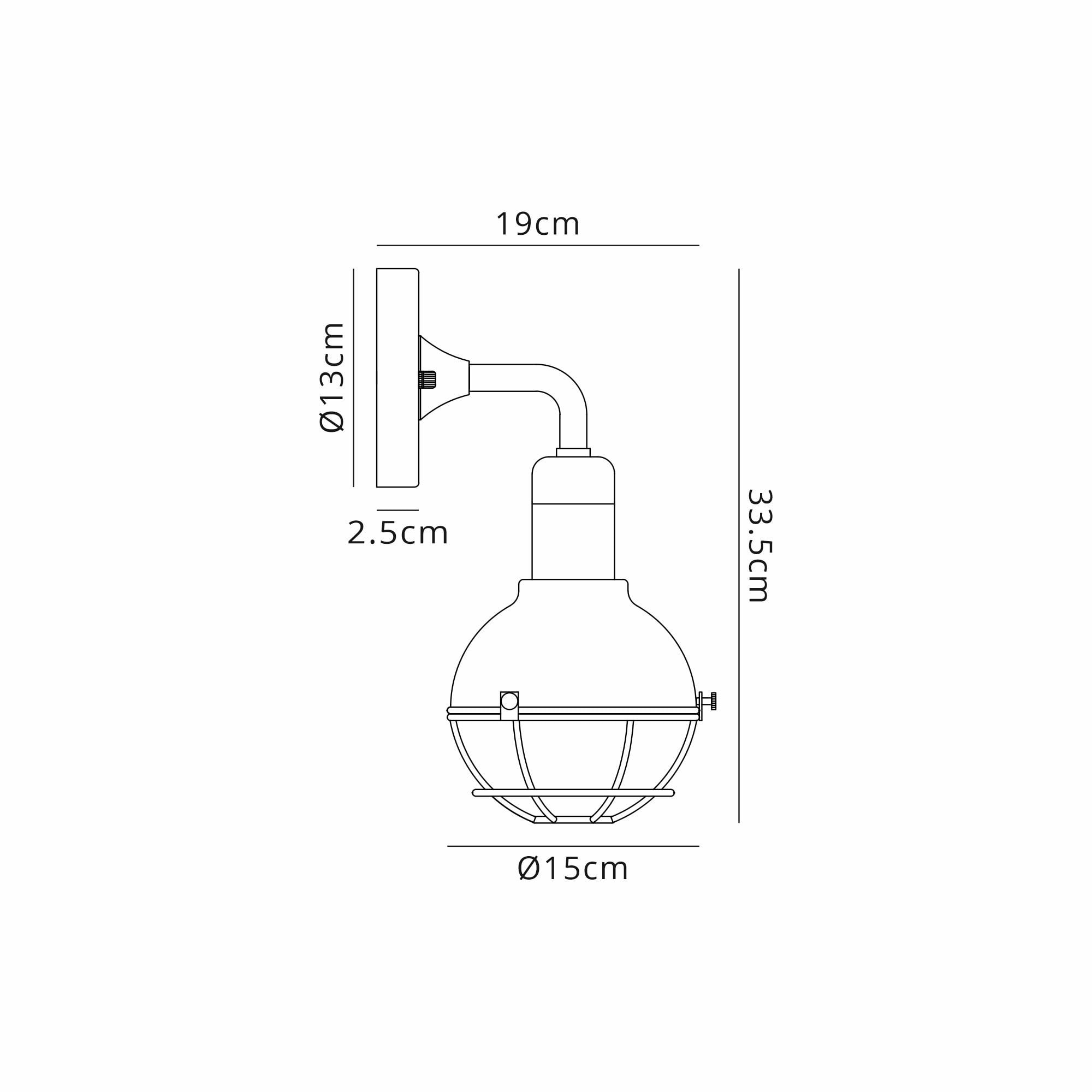 Fabula Gilwell Wall Lamp - Sand Black & Antique Brass - IP65