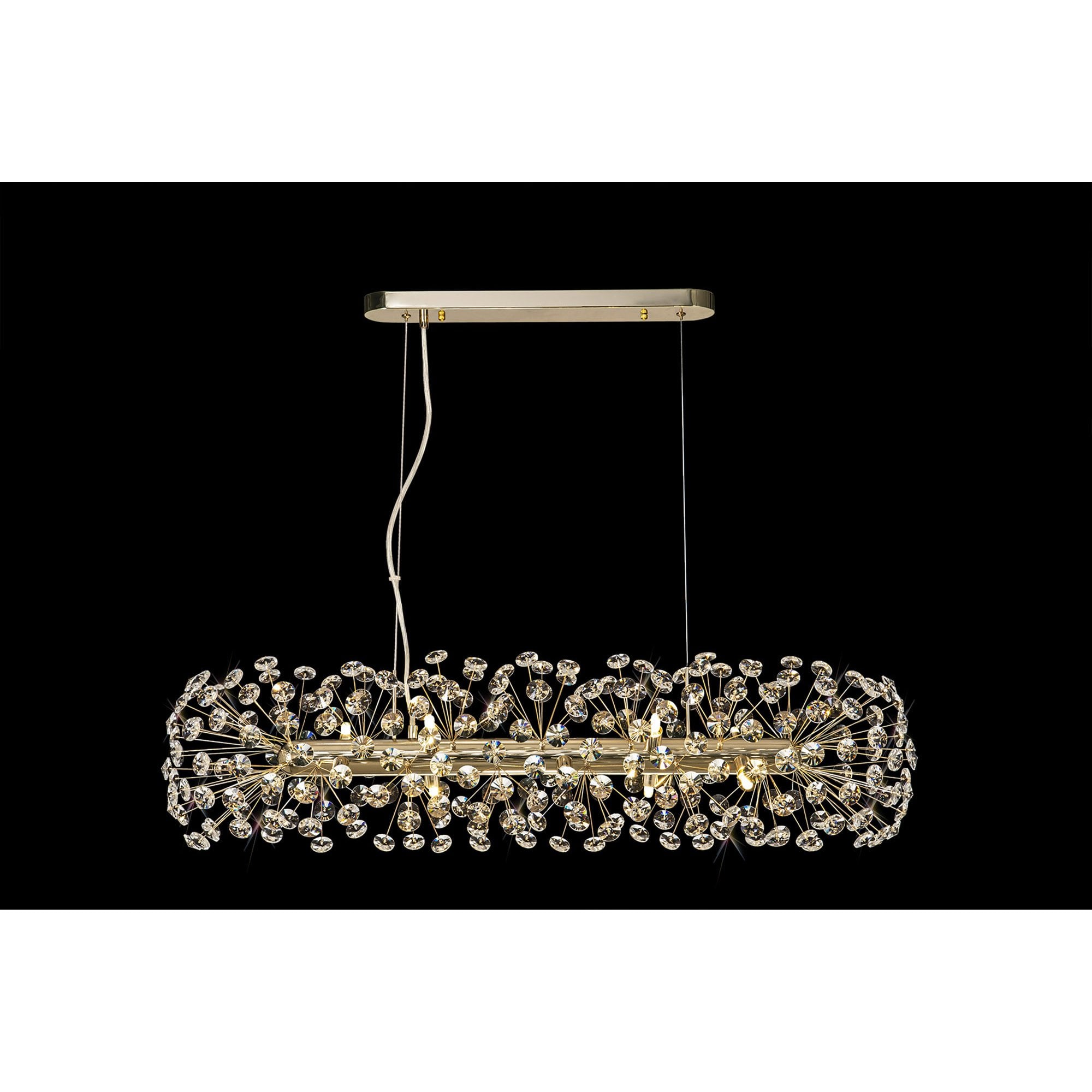 Fabula Grosvenor 10 Light Oblong Linear Pendant - French Gold & Crystal