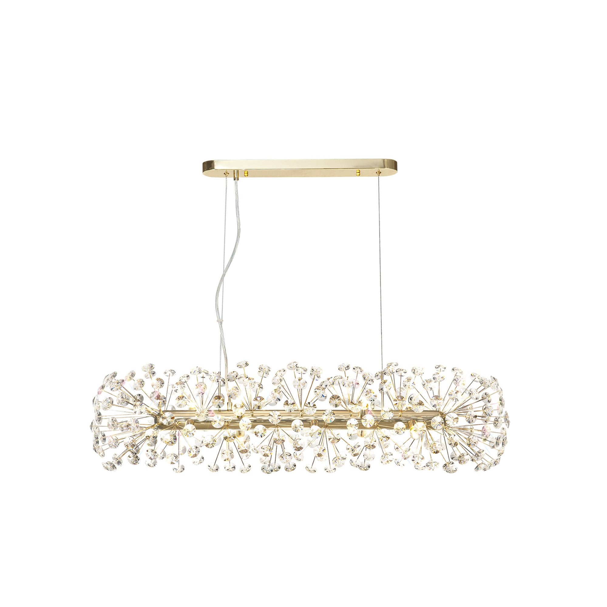 Fabula Grosvenor 10 Light Oblong Linear Pendant - French Gold & Crystal