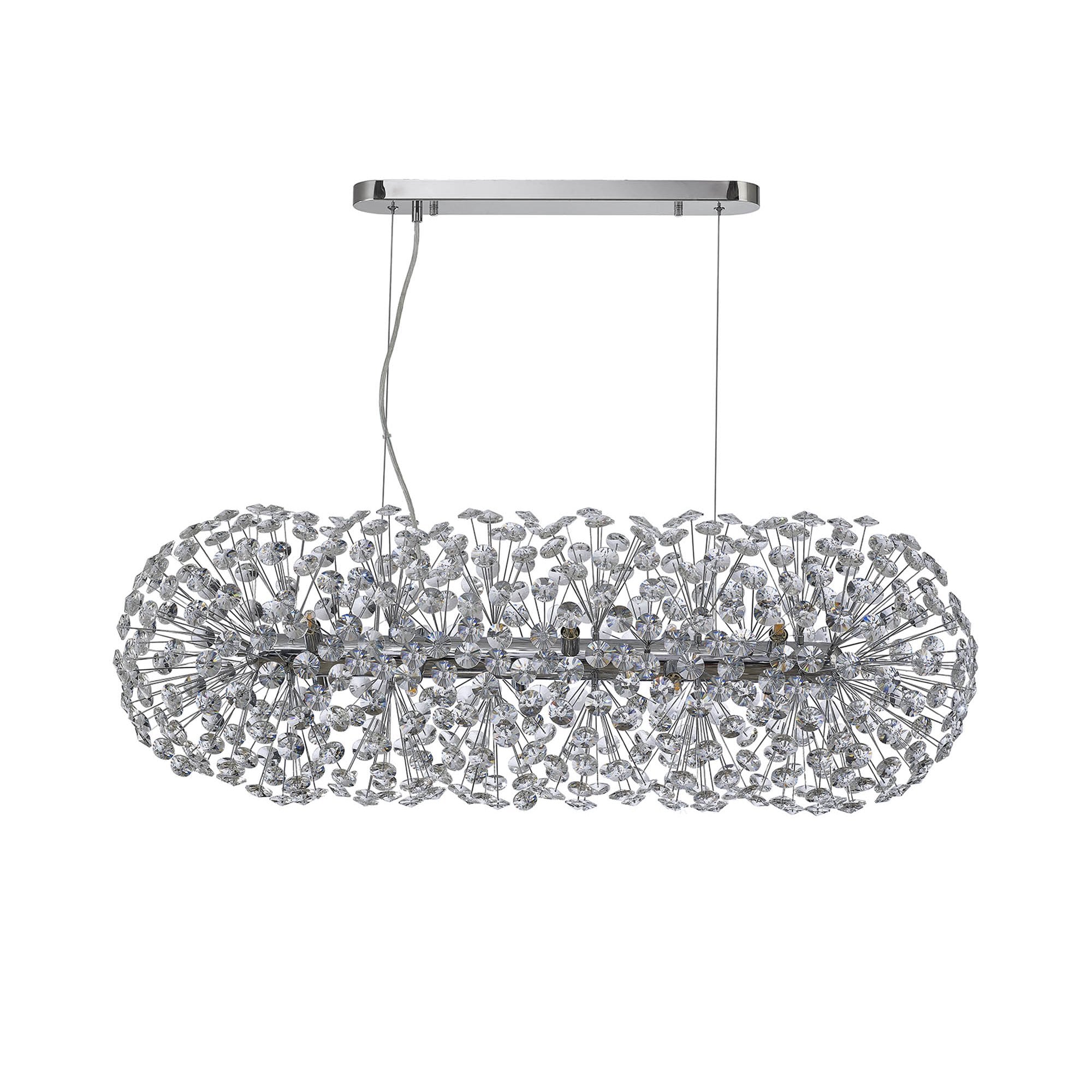 Fabula Grosvenor 10 Light Oblong Linear Pendant - Polished Chrome & Crystal (28 Extra Sets of Crystal)
