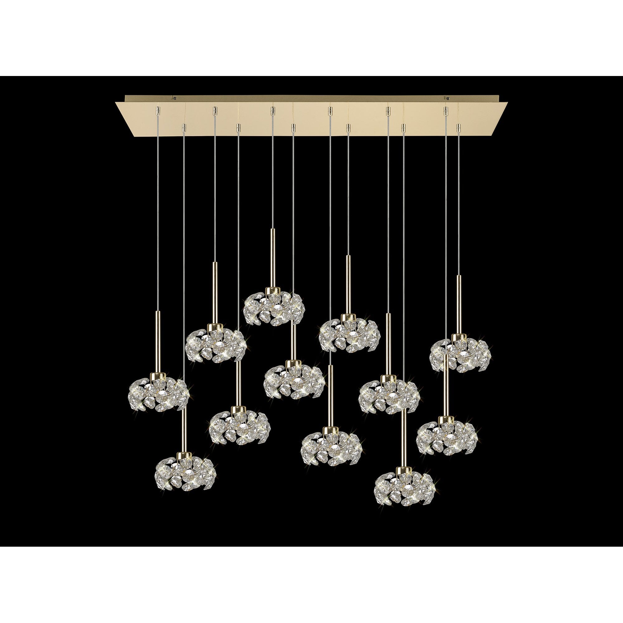 Fabula Grosvenor 12 Light Linear Pendant - French Gold & Crystal Glass