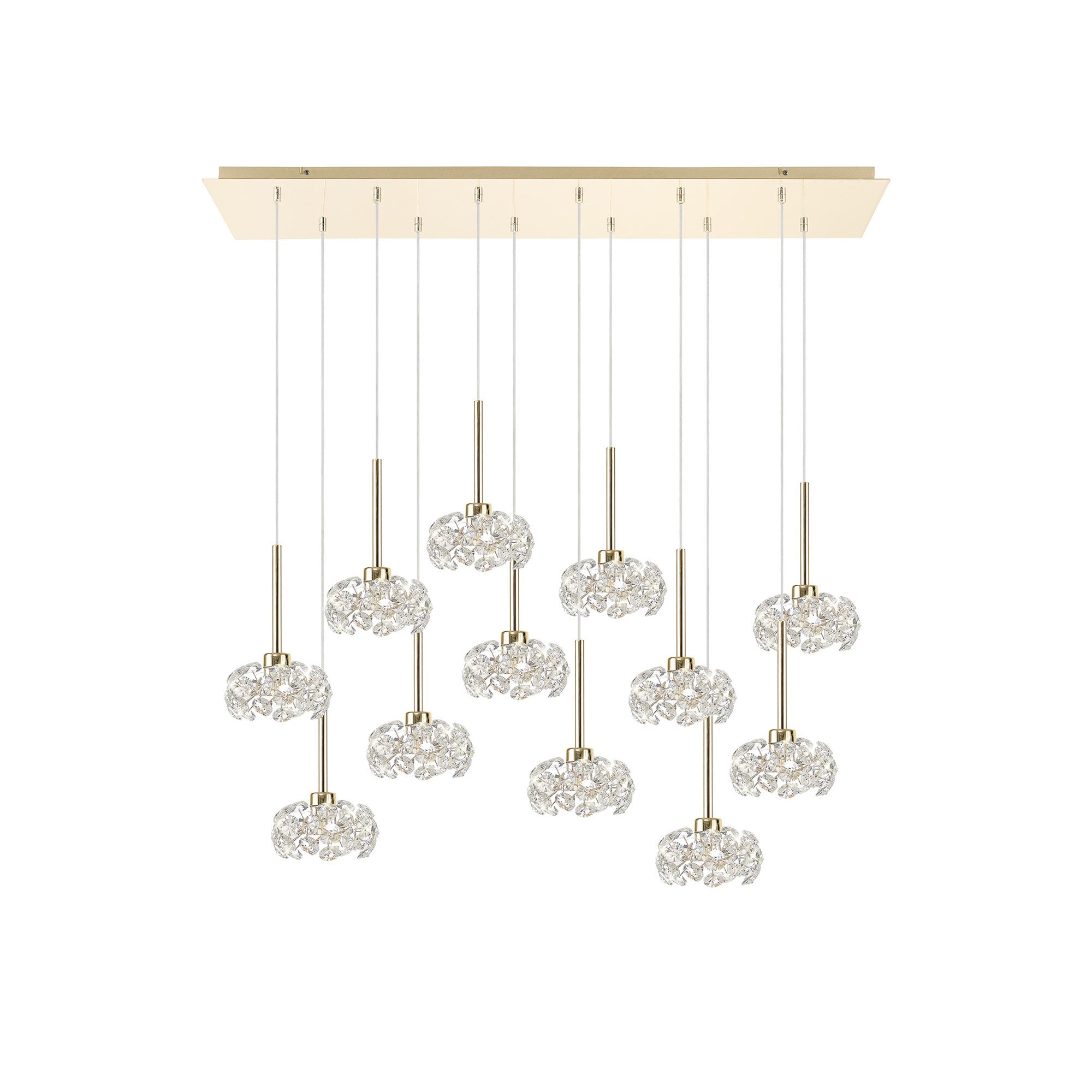 Fabula Grosvenor 12 Light Linear Pendant - French Gold & Crystal Glass