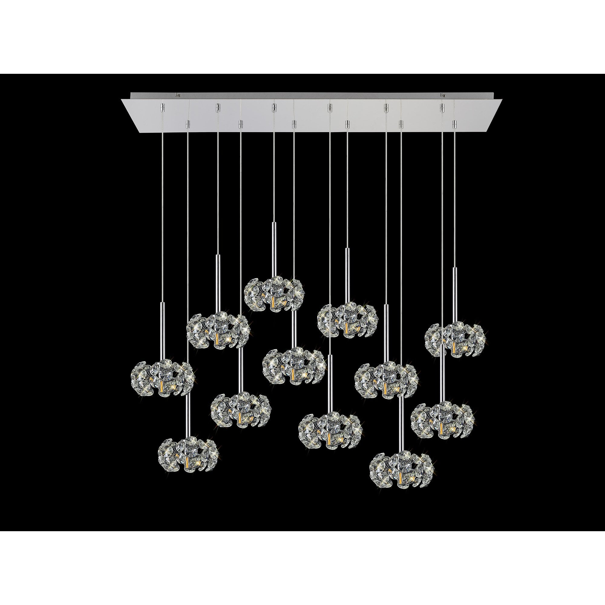 Fabula Grosvenor 12 Light Linear Pendant - Polished Chrome & Crystal Glass