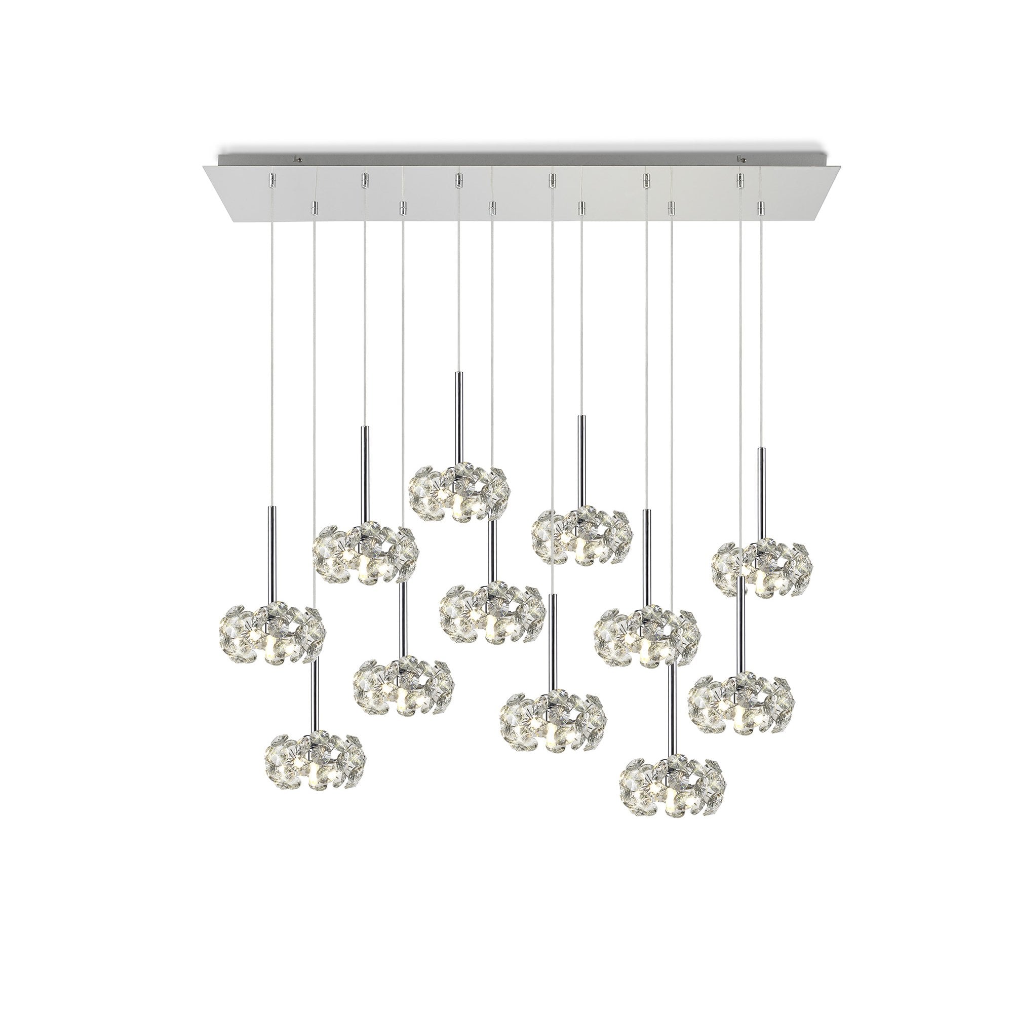 Fabula Grosvenor 12 Light Linear Pendant - Polished Chrome & Crystal Glass