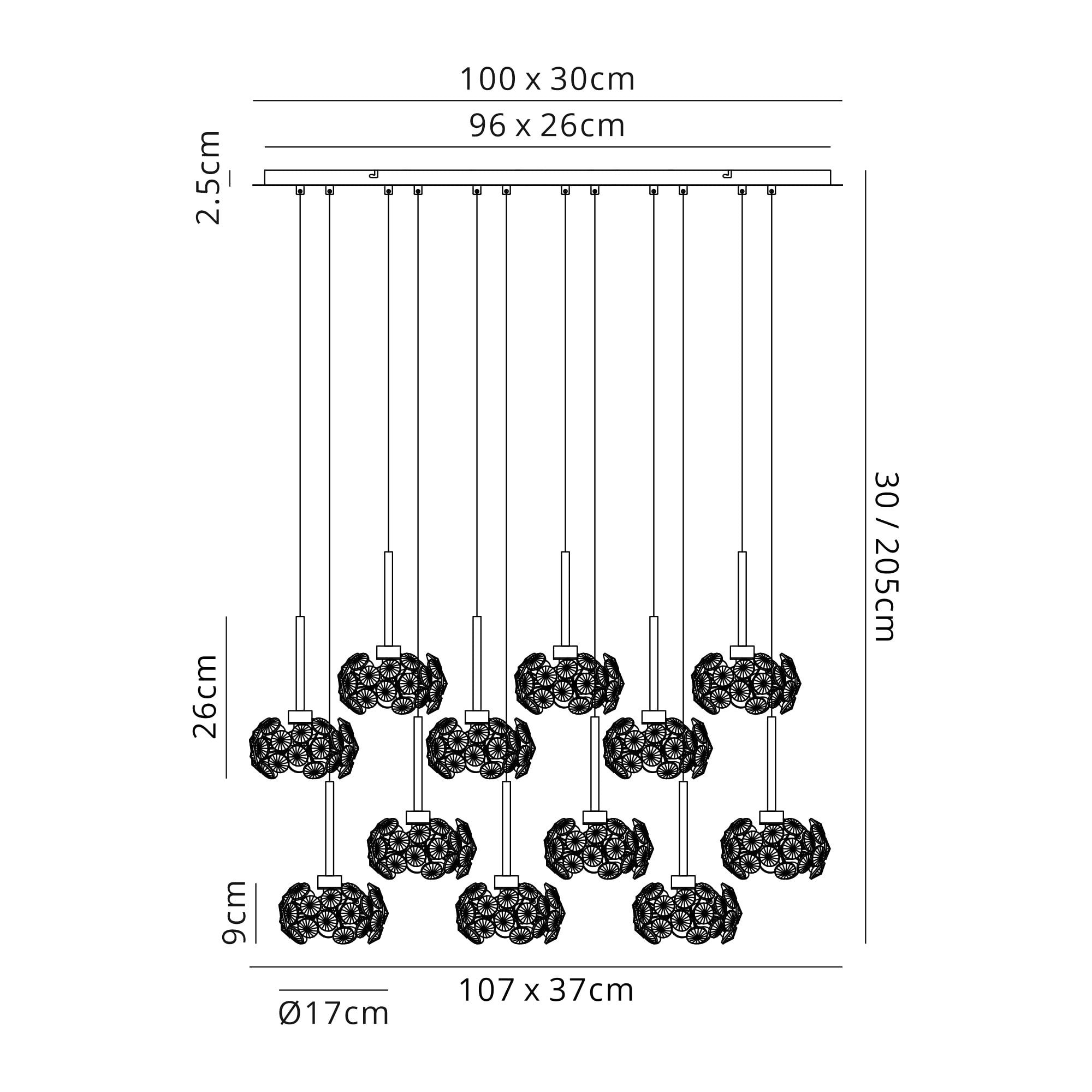 Fabula Grosvenor 12 Light Linear Pendant - Polished Chrome & Crystal Glass