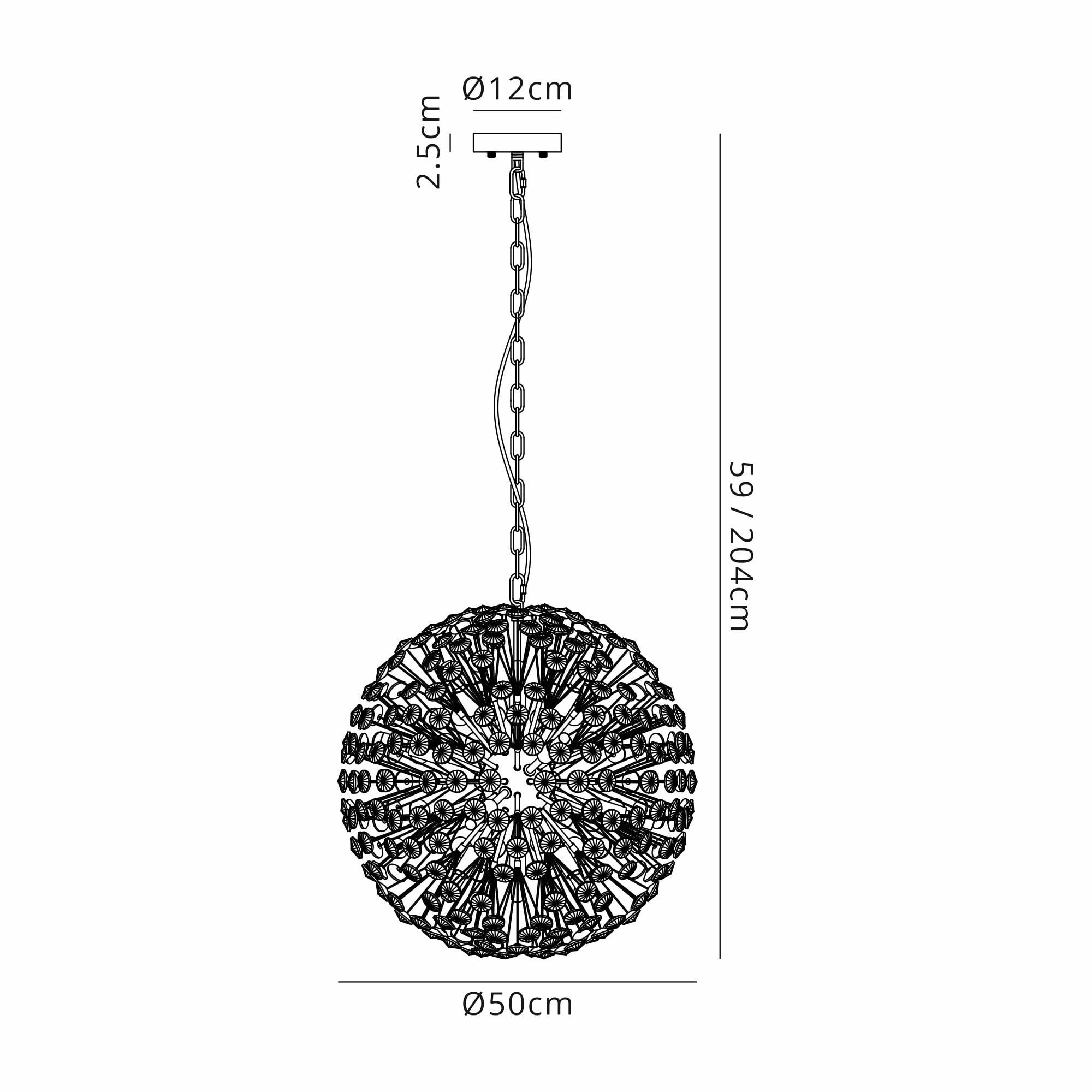 Fabula Grosvenor 12 Light Spherical Pendant - Polished Chrome & Crystal