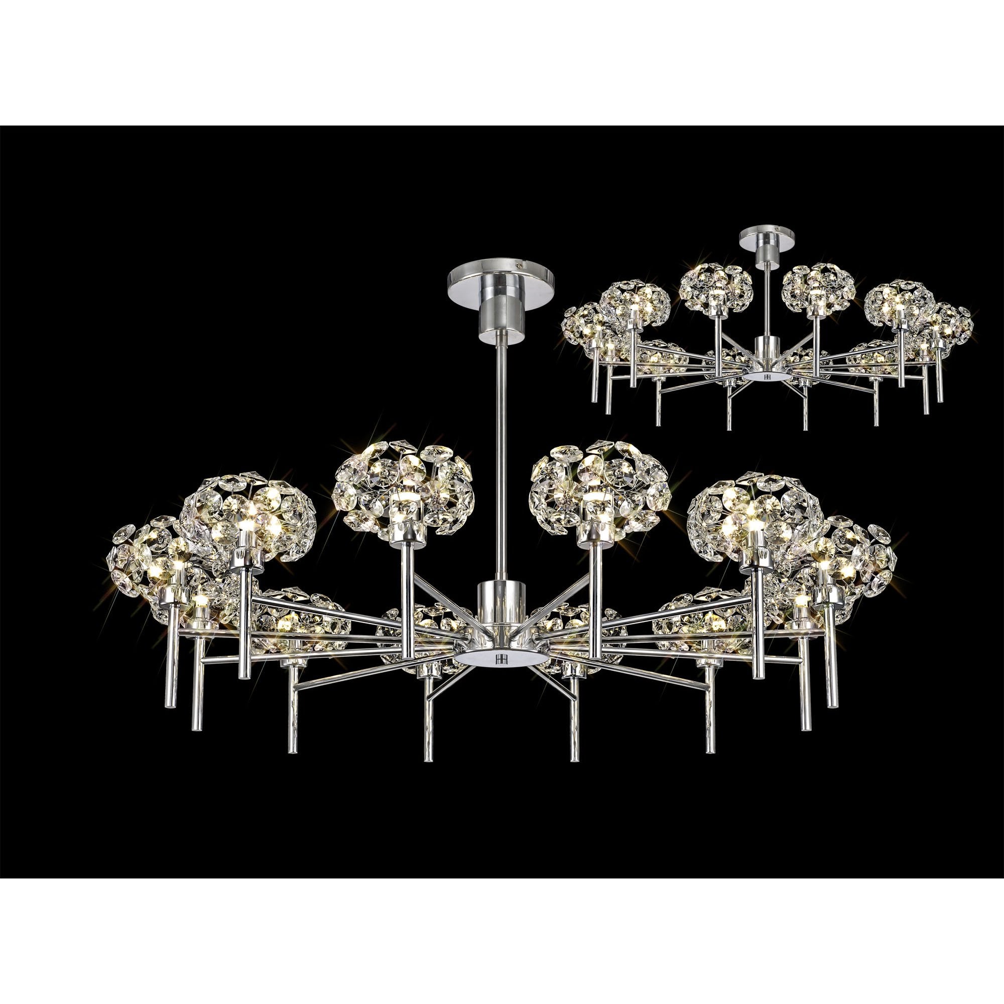 Fabula Grosvenor 12 Light Telescopic Light - Polished Chrome & Crystal Glass