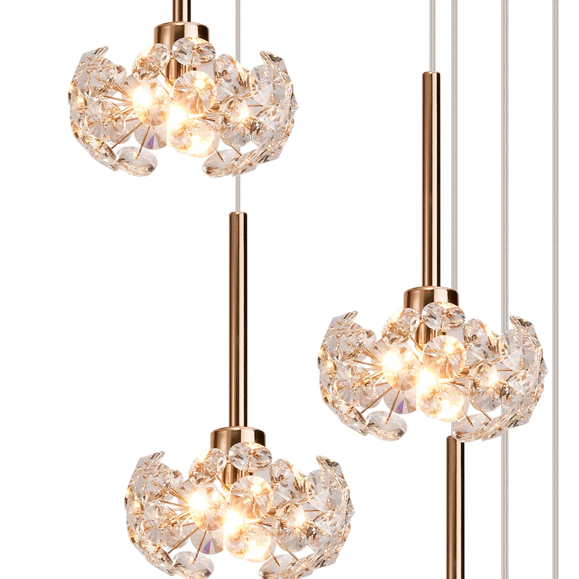 Fabula Grosvenor 13 Light Round Multi-Drop Pendant - French Gold & Crystal Glass