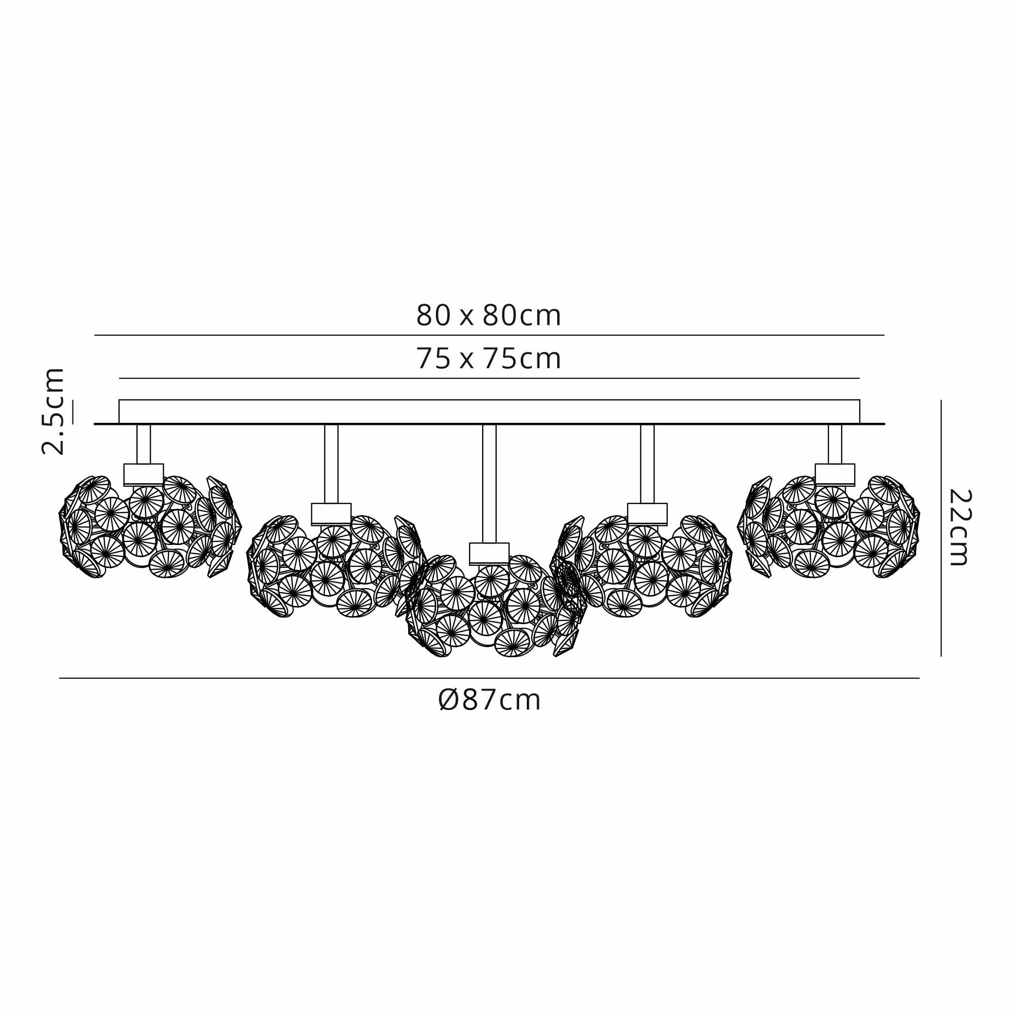 Fabula Grosvenor 13 Light Square Flush Light - French Gold Square & Crystal Glass