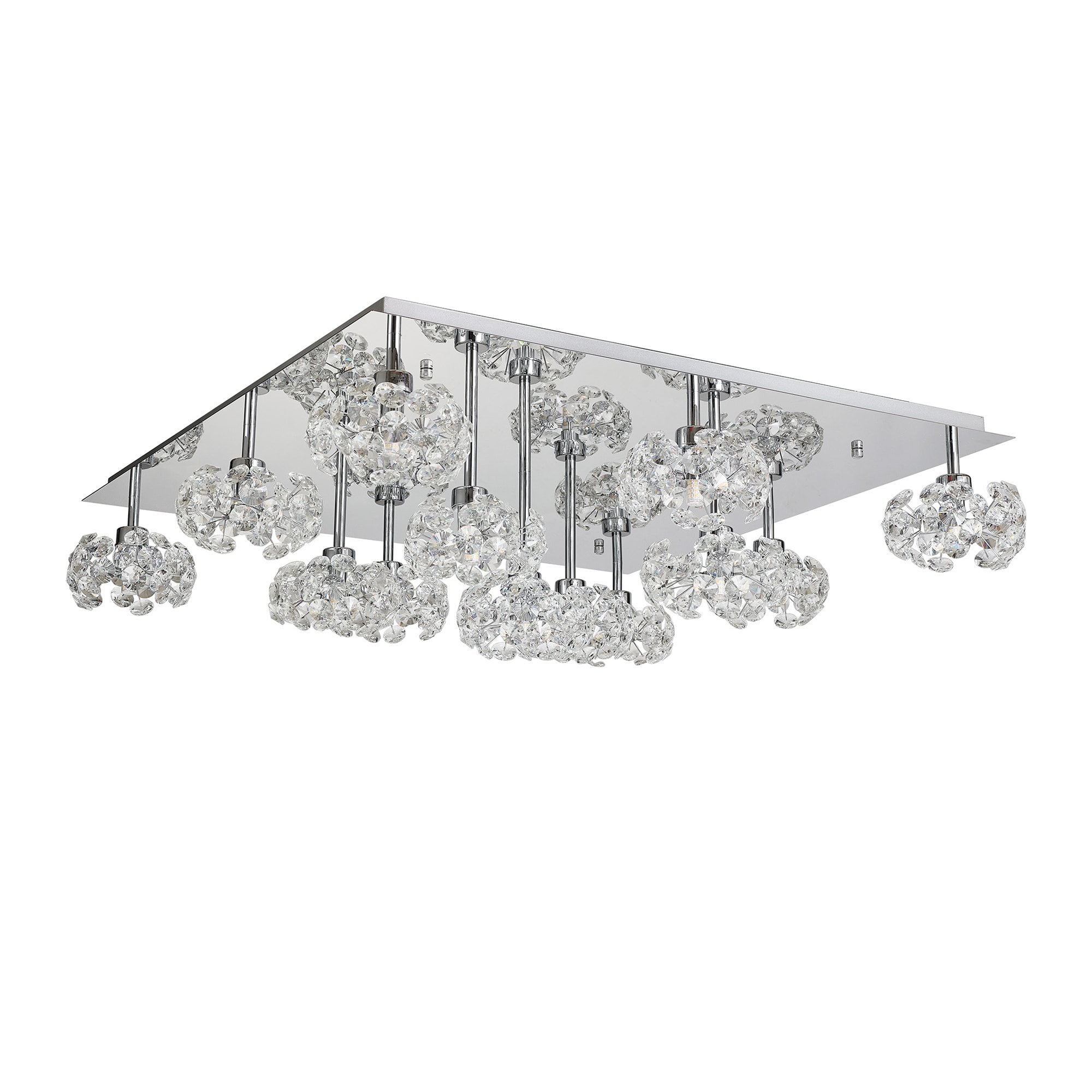 Fabula Grosvenor 13 Light Square Flush Light - Polished Chrome & Crystal Glass