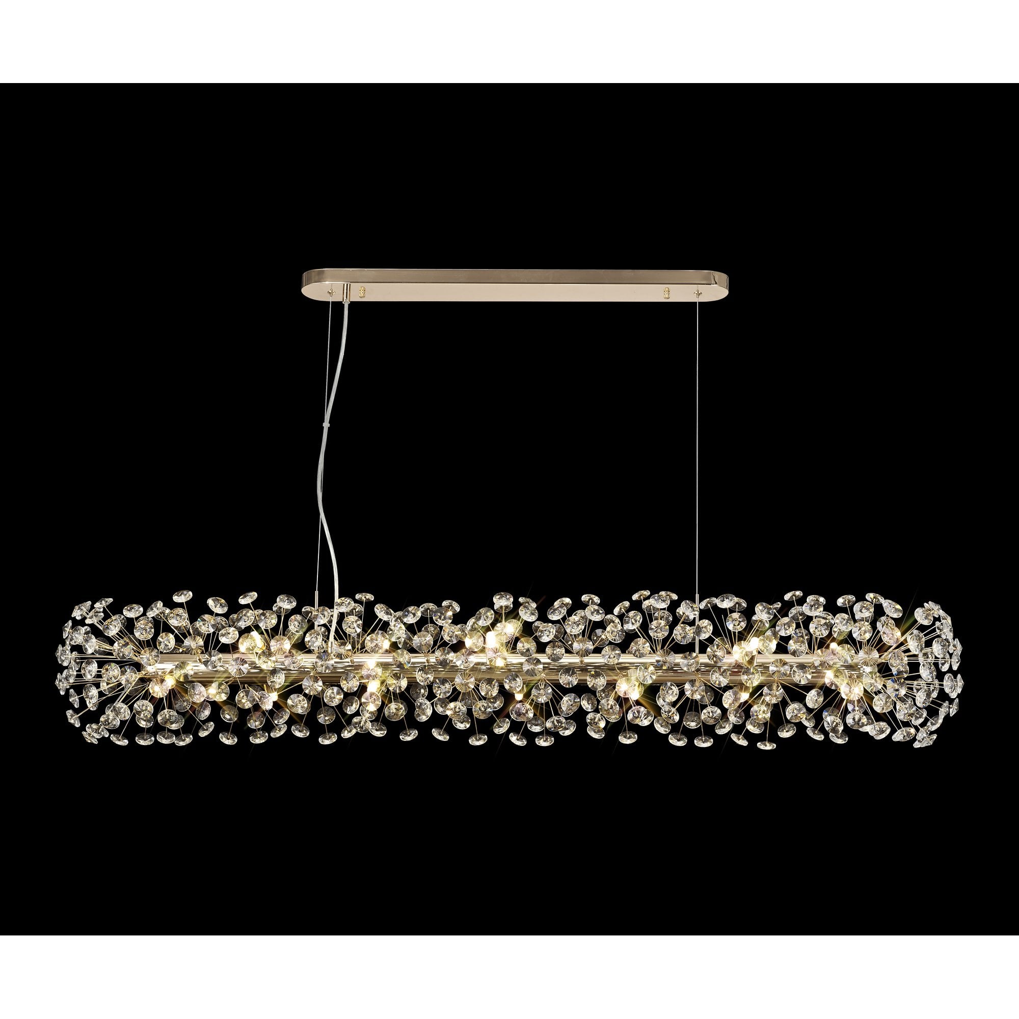 Fabula Grosvenor 14 Light Oblong Linear Pendant - French Gold & Crystal