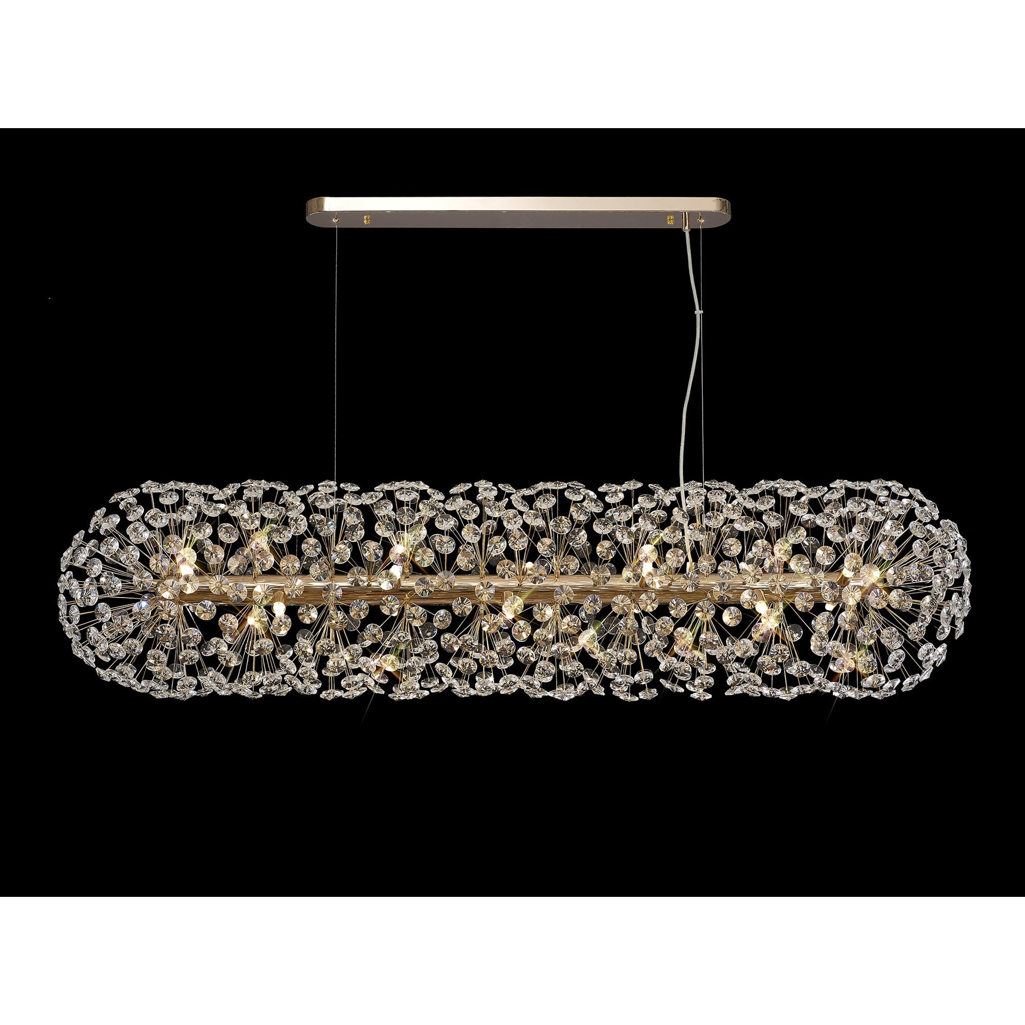 Fabula Grosvenor 14 Light Oblong Linear Pendant - French Gold & Crystal (44 Extra Sets of Crystal)