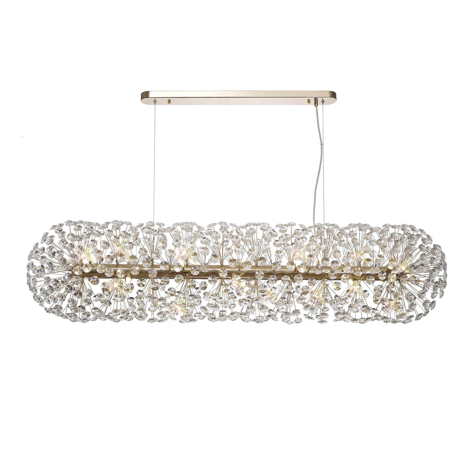 Fabula Grosvenor 14 Light Oblong Linear Pendant - French Gold & Crystal (44 Extra Sets of Crystal)
