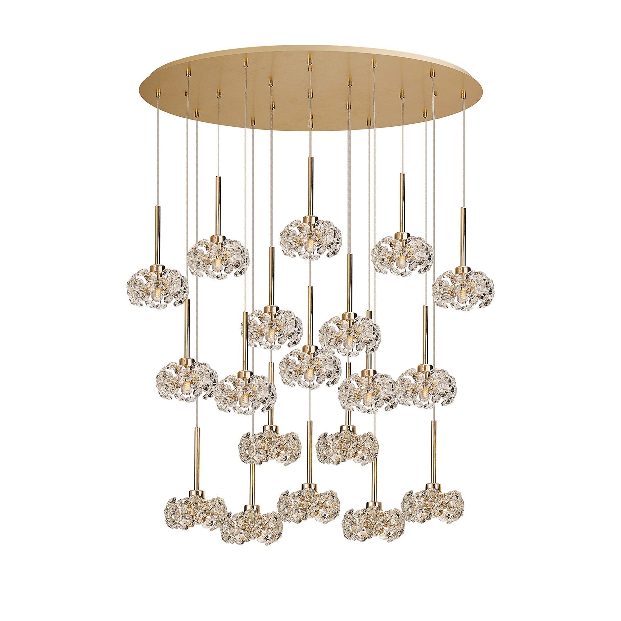 Fabula Grosvenor 19 Light Oval Multi-Drop Pendant - French Gold & Crystal Glass