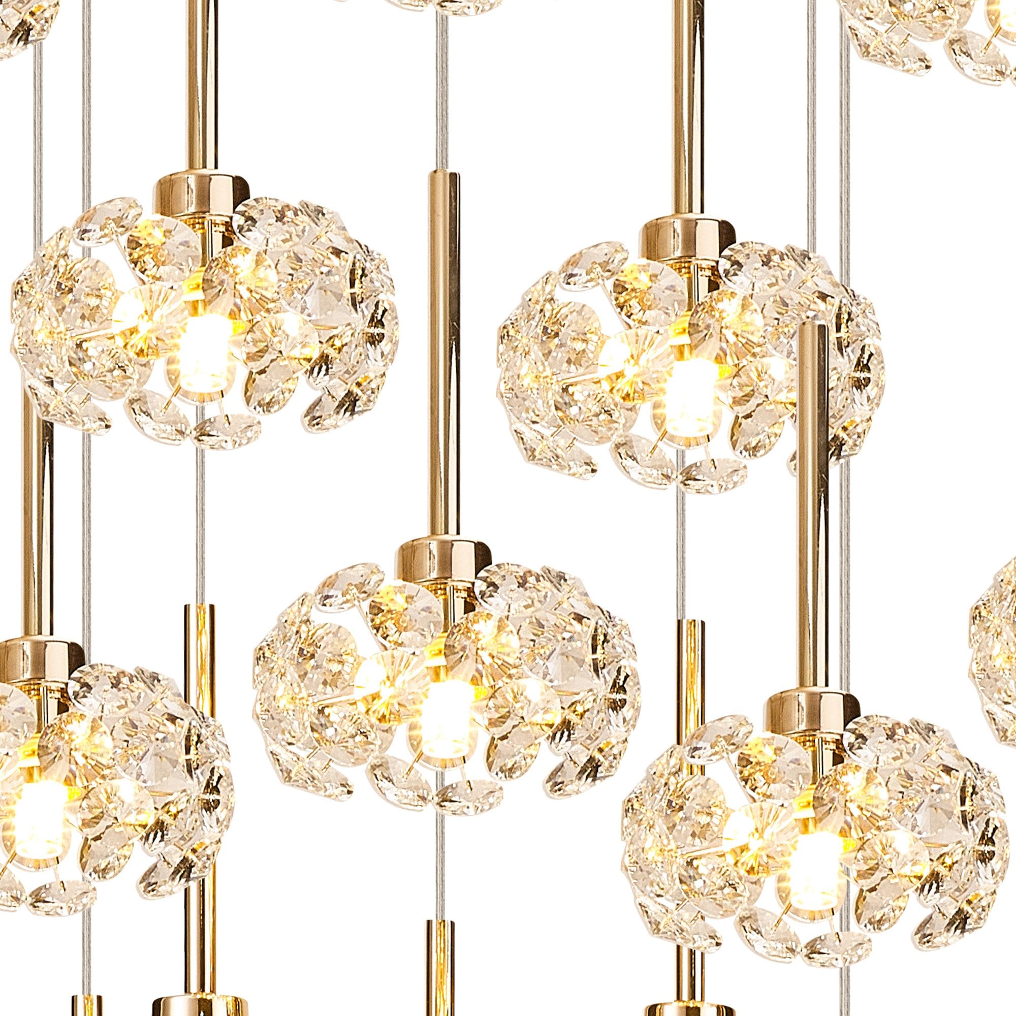 Fabula Grosvenor 19 Light Oval Multi-Drop Pendant - French Gold & Crystal Glass