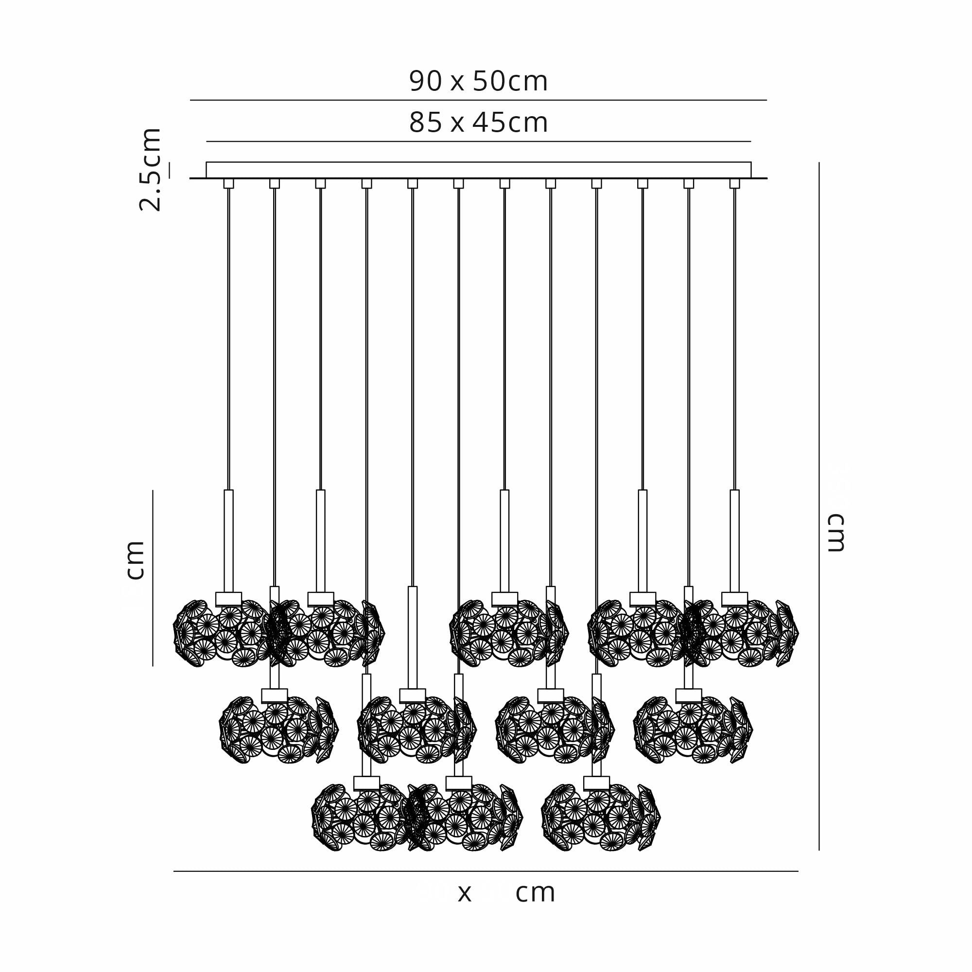 Fabula Grosvenor 19 Light Oval Multi-Drop Pendant - French Gold & Crystal Glass