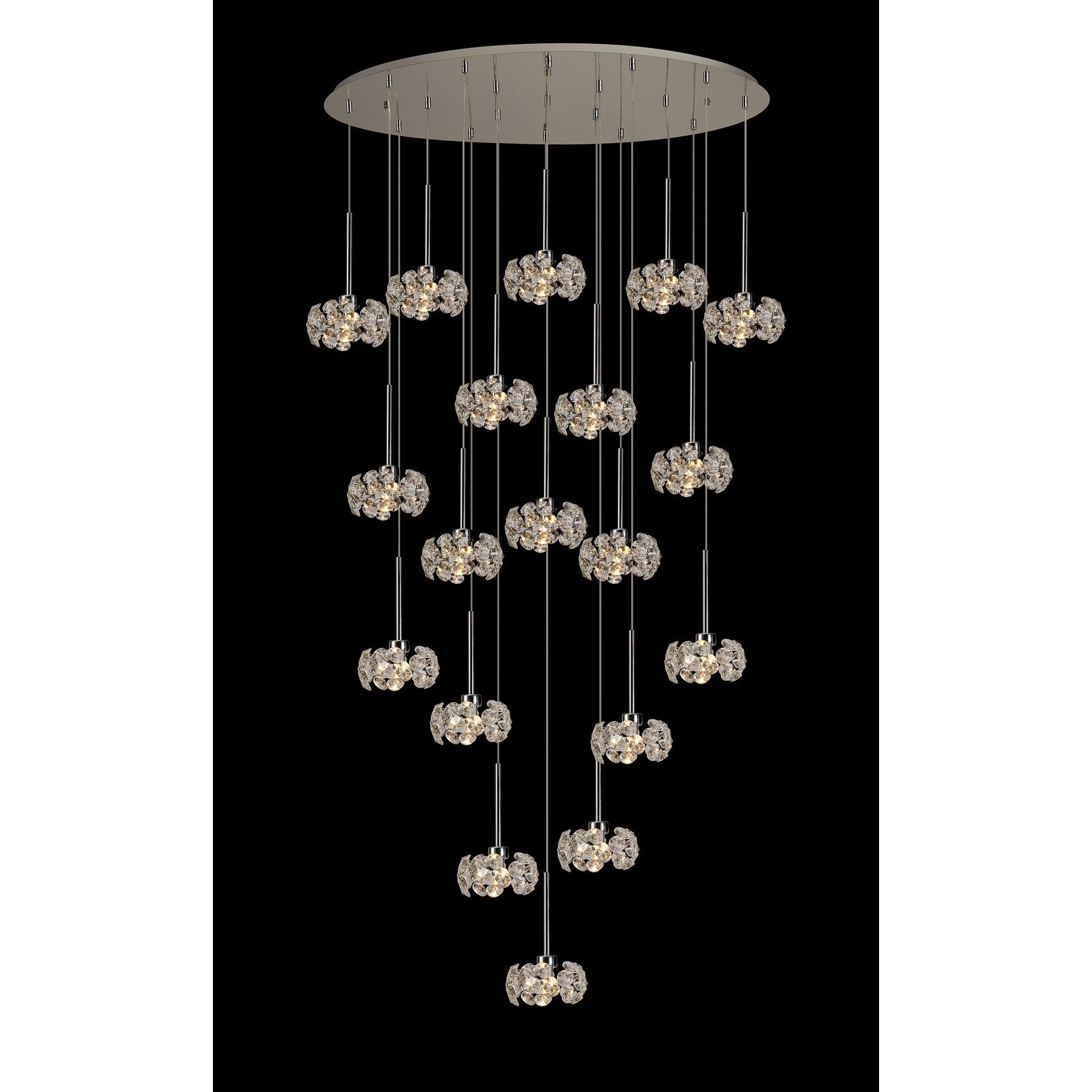 Fabula Grosvenor 19 Light Oval Multi-Drop Pendant - Polished Chrome & Crystal Glass