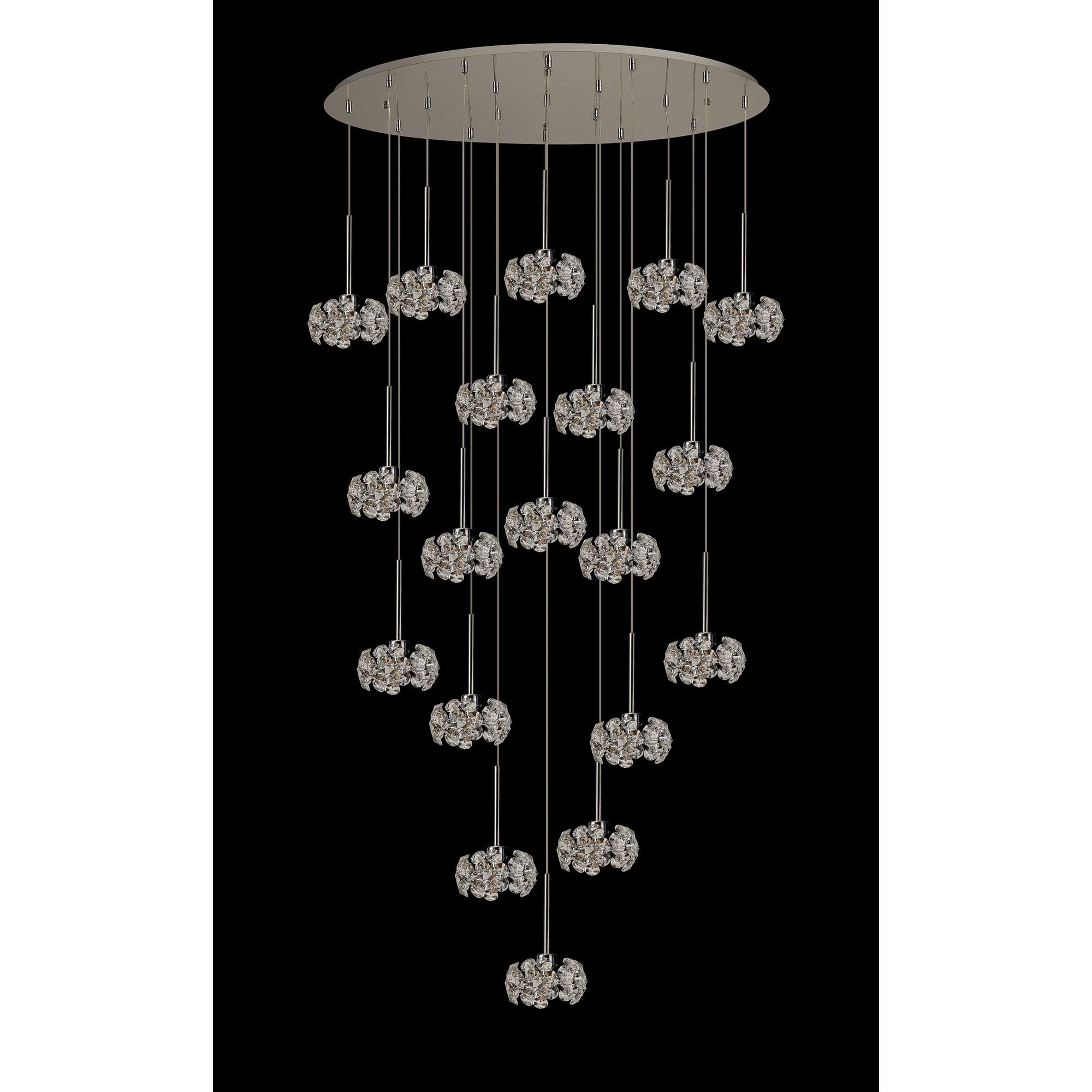 Fabula Grosvenor 19 Light Oval Multi-Drop Pendant - Polished Chrome & Crystal Glass