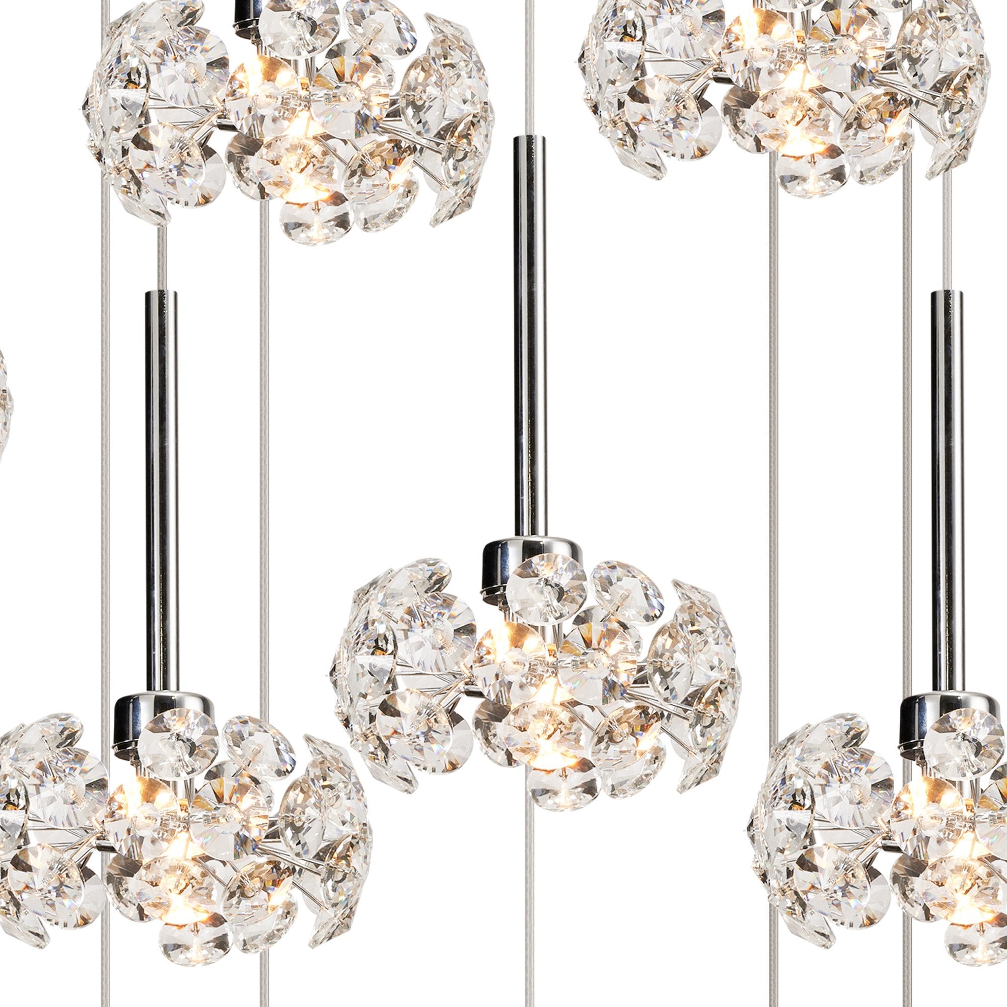 Fabula Grosvenor 19 Light Oval Multi-Drop Pendant - Polished Chrome & Crystal Glass