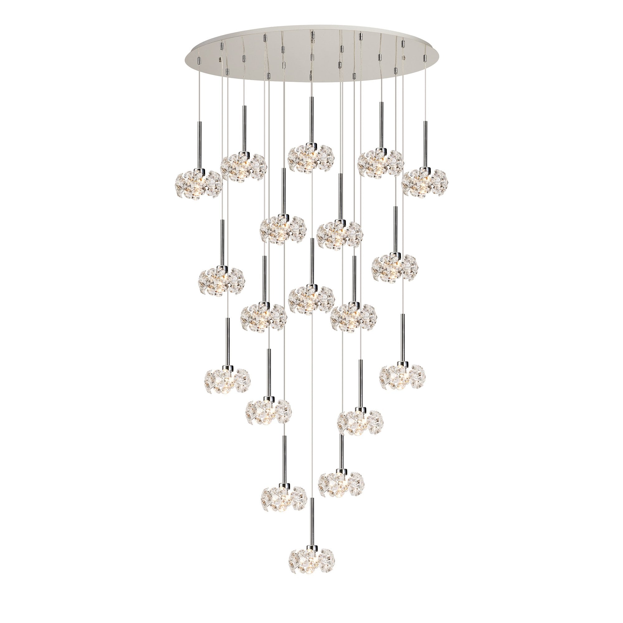 Fabula Grosvenor 19 Light Oval Multi-Drop Pendant - Polished Chrome & Crystal Glass