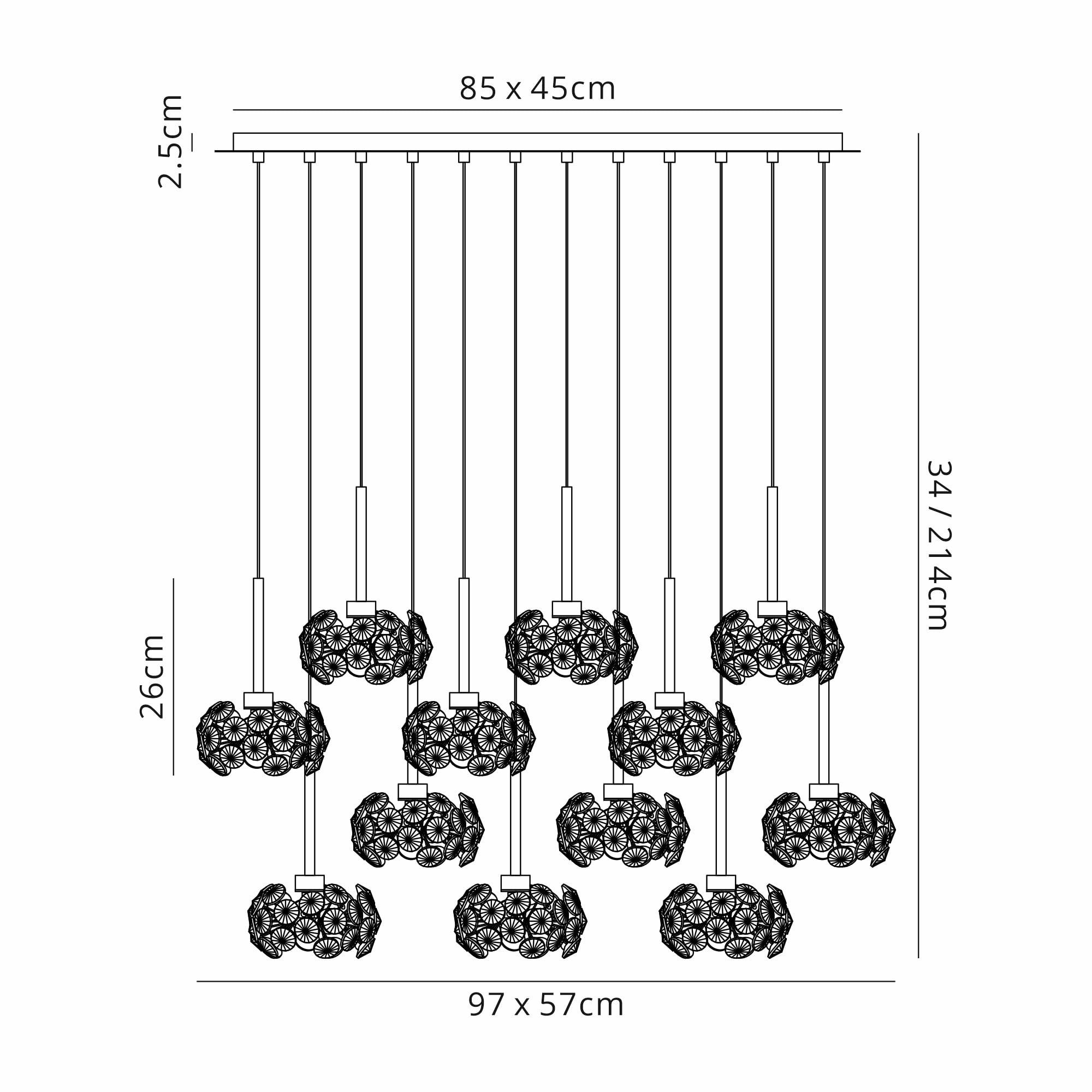 Fabula Grosvenor 19 Light Oval Multi-Drop Pendant - Polished Chrome & Crystal Glass