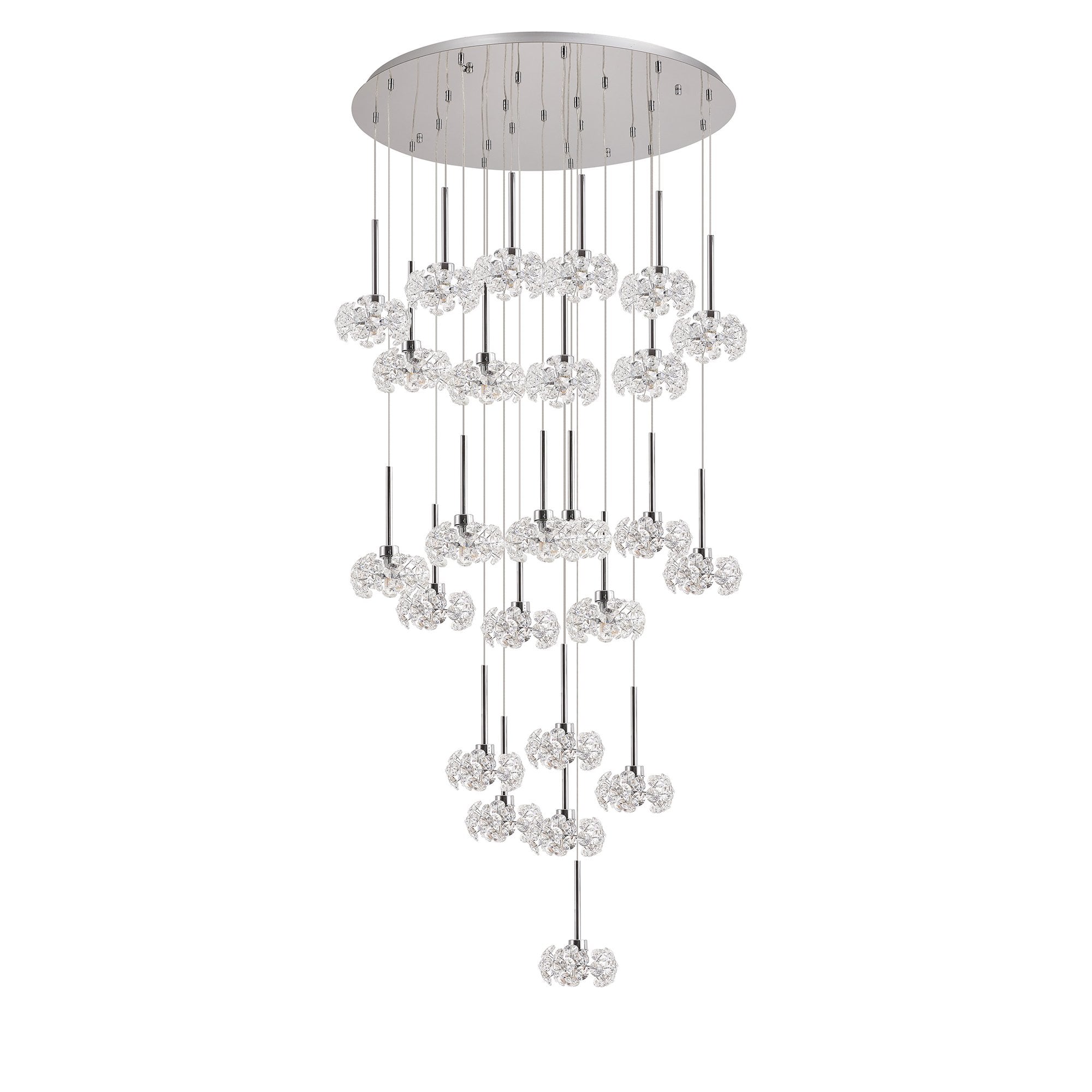 Fabula Grosvenor 24 Light Round Multi-Drop Pendant - Polished Chrome & Crystal Glass