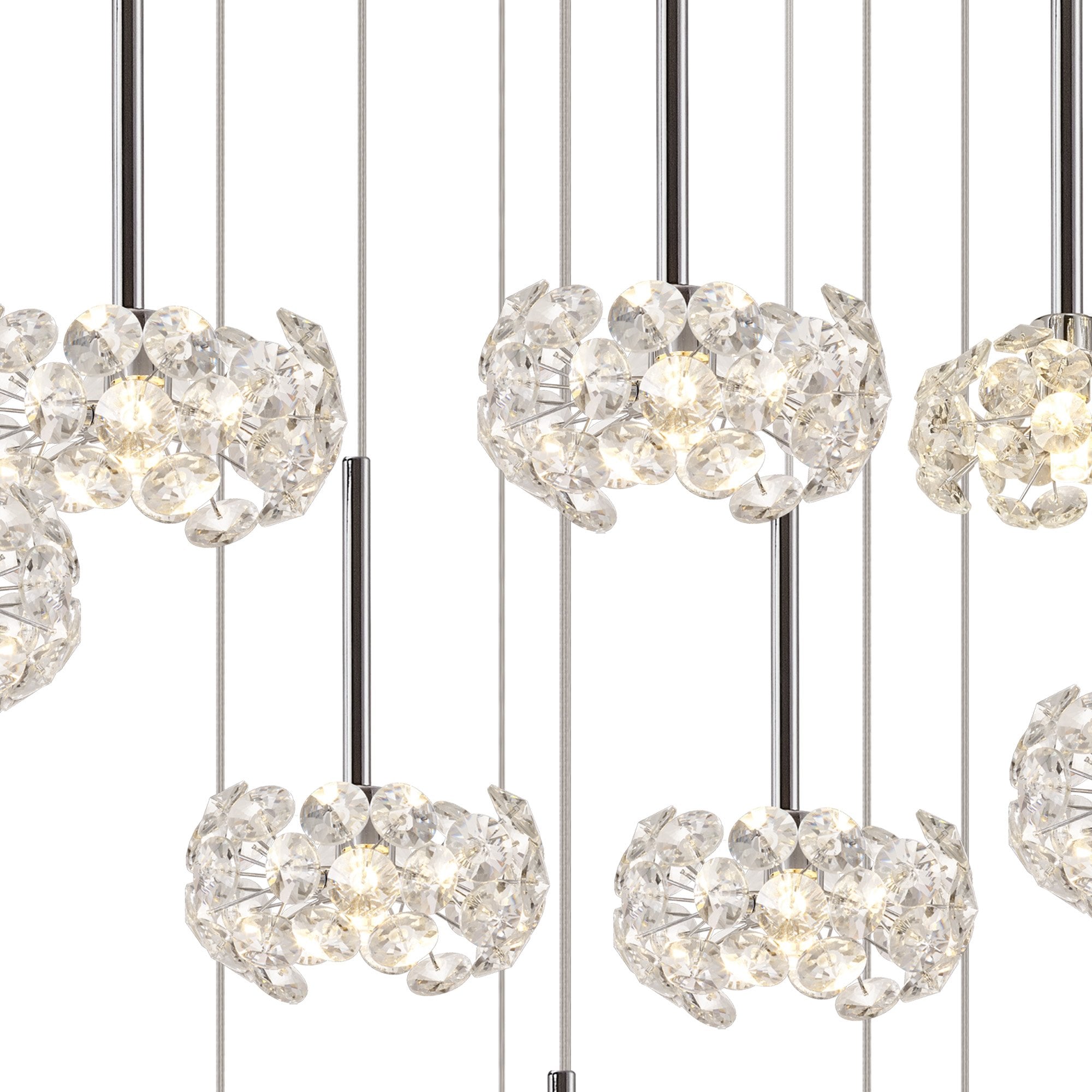 Fabula Grosvenor 24 Light Round Multi-Drop Pendant - Polished Chrome & Crystal Glass