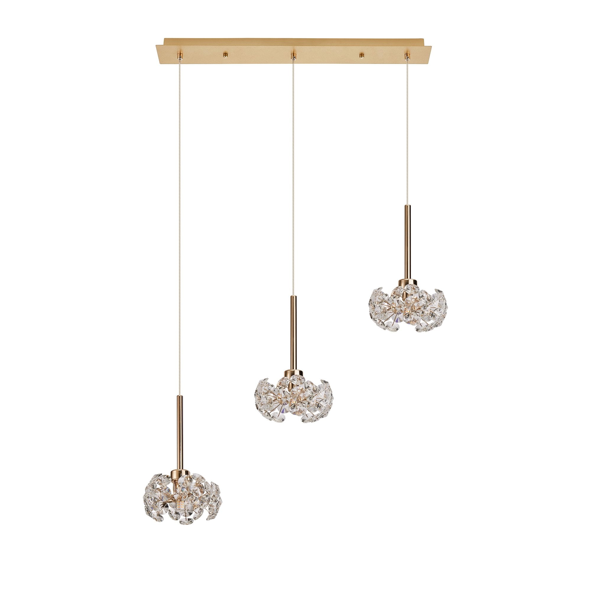 Fabula Grosvenor 3 Light Linear Pendant - French Gold & Crystal Glass