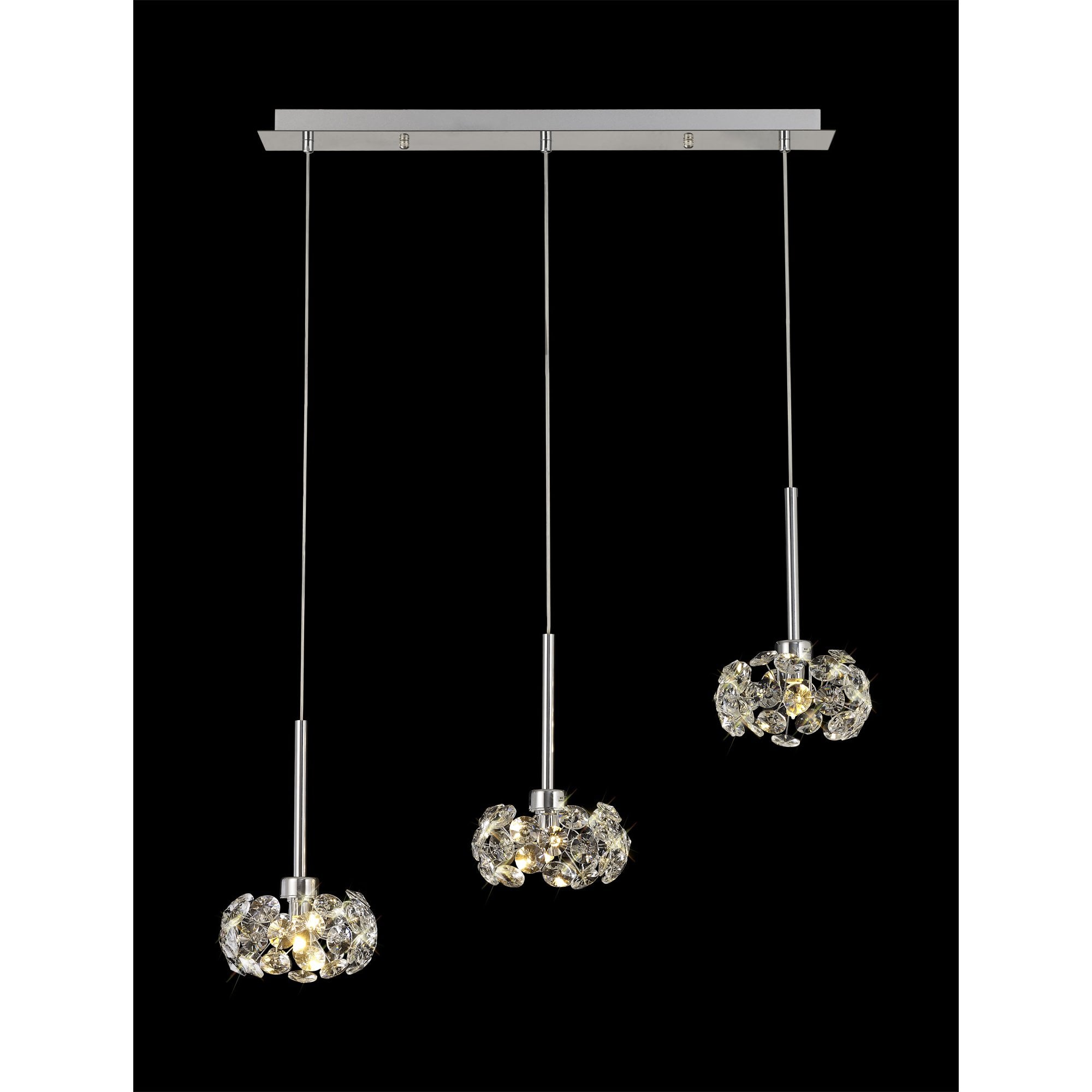 Fabula Grosvenor 3 Light Linear Pendant - Polished Chrome & Crystal Glass