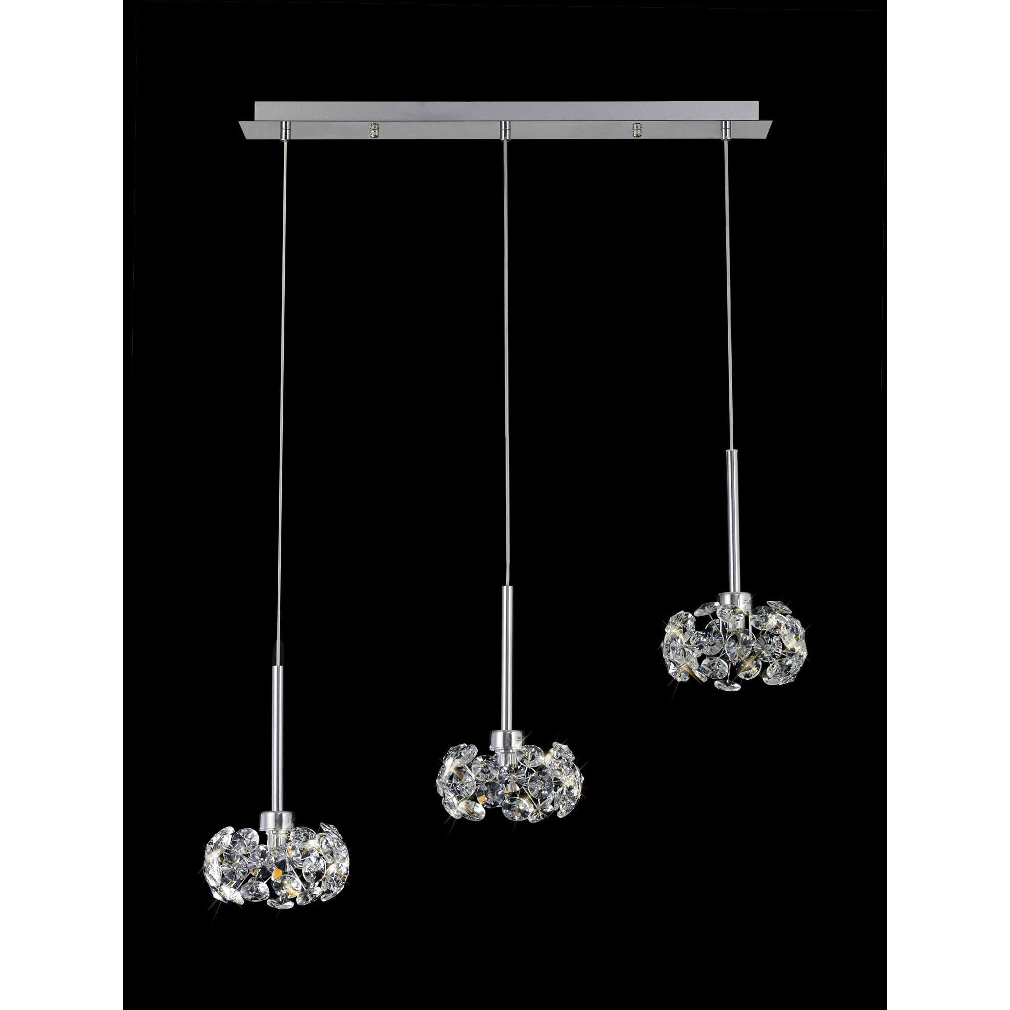 Fabula Grosvenor 3 Light Linear Pendant - Polished Chrome & Crystal Glass