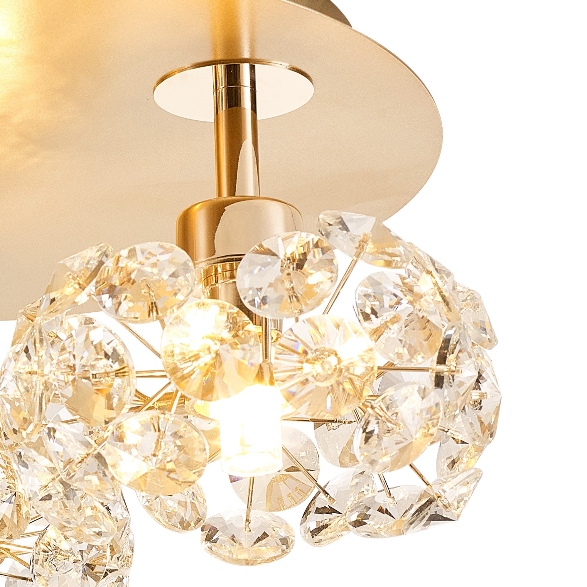 Fabula Grosvenor 3 Light Round Flush Light - French Gold & Crystal Glass