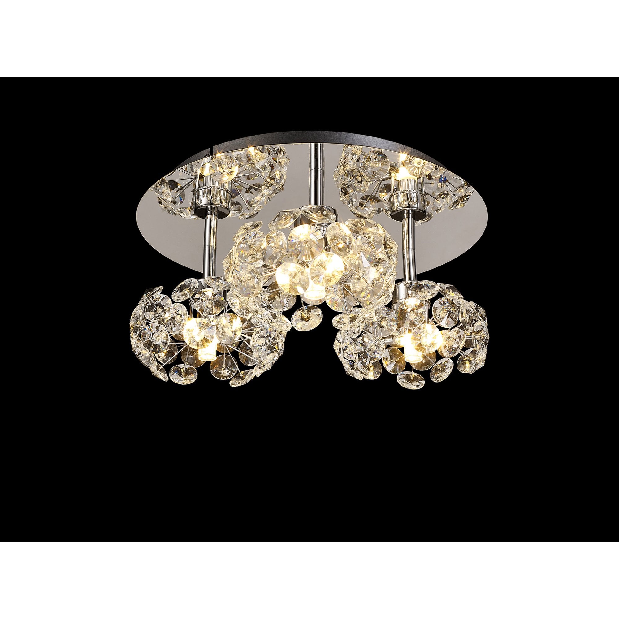 Fabula Grosvenor 3 Light Round Flush Light - Polished Chrome & Crystal Glass