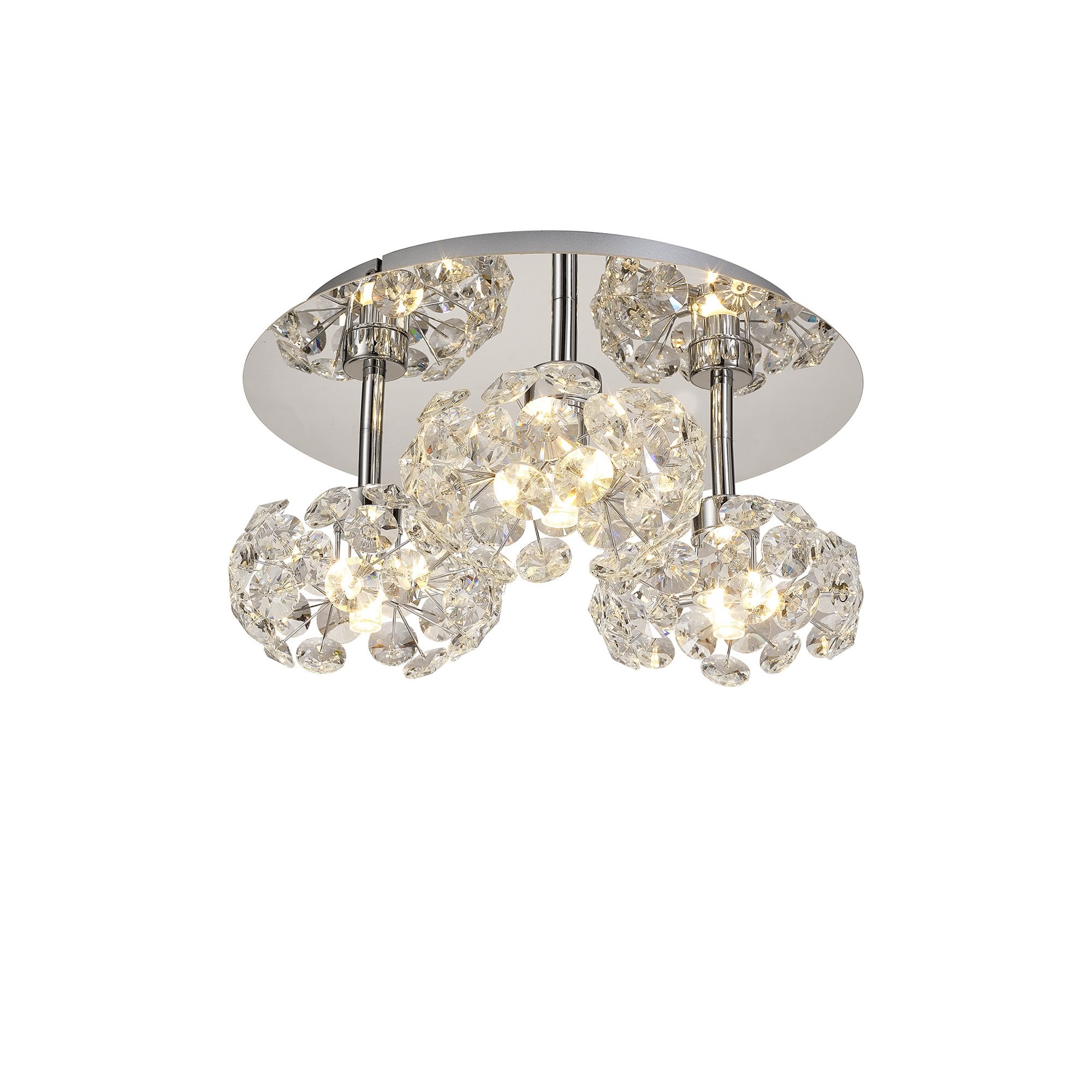 Fabula Grosvenor 3 Light Round Flush Light - Polished Chrome & Crystal Glass