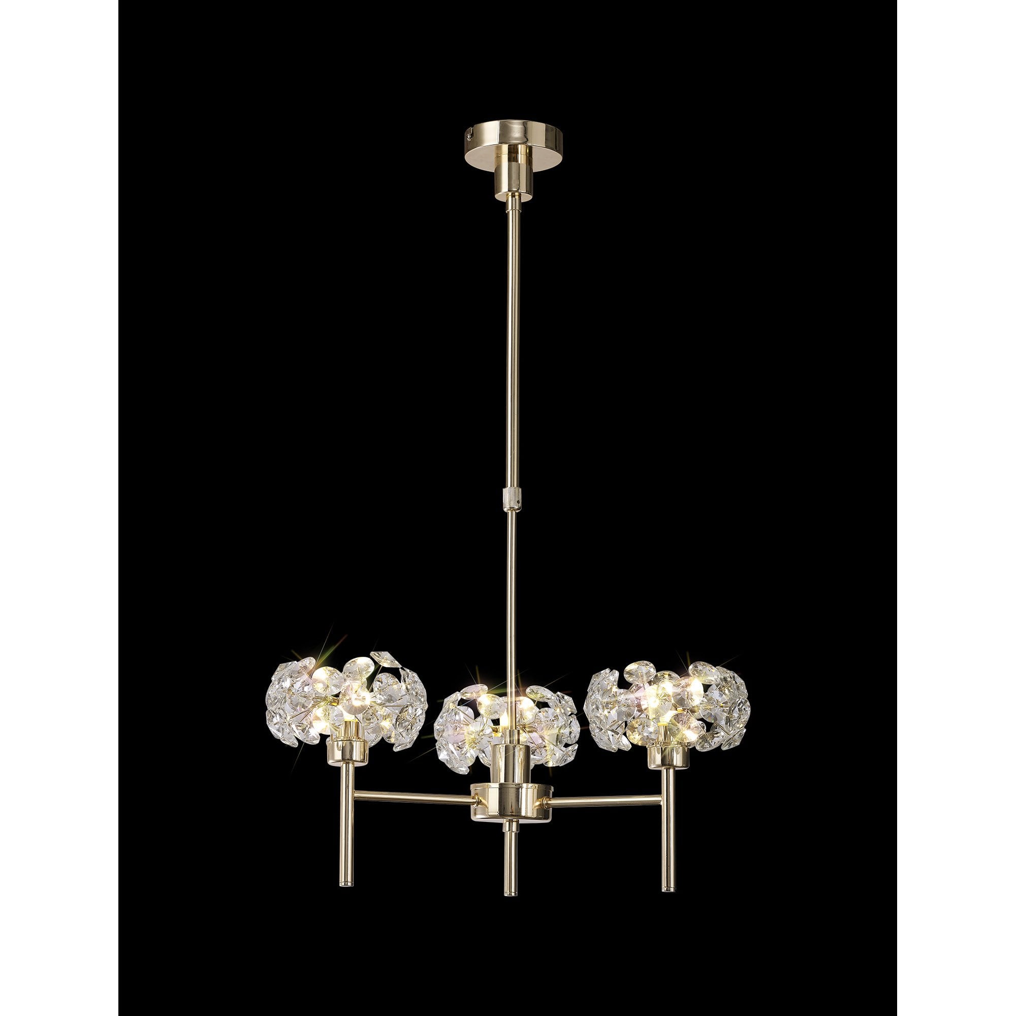 Fabula Grosvenor 3 Light Telescopic Light - French Gold & Crystal Glass