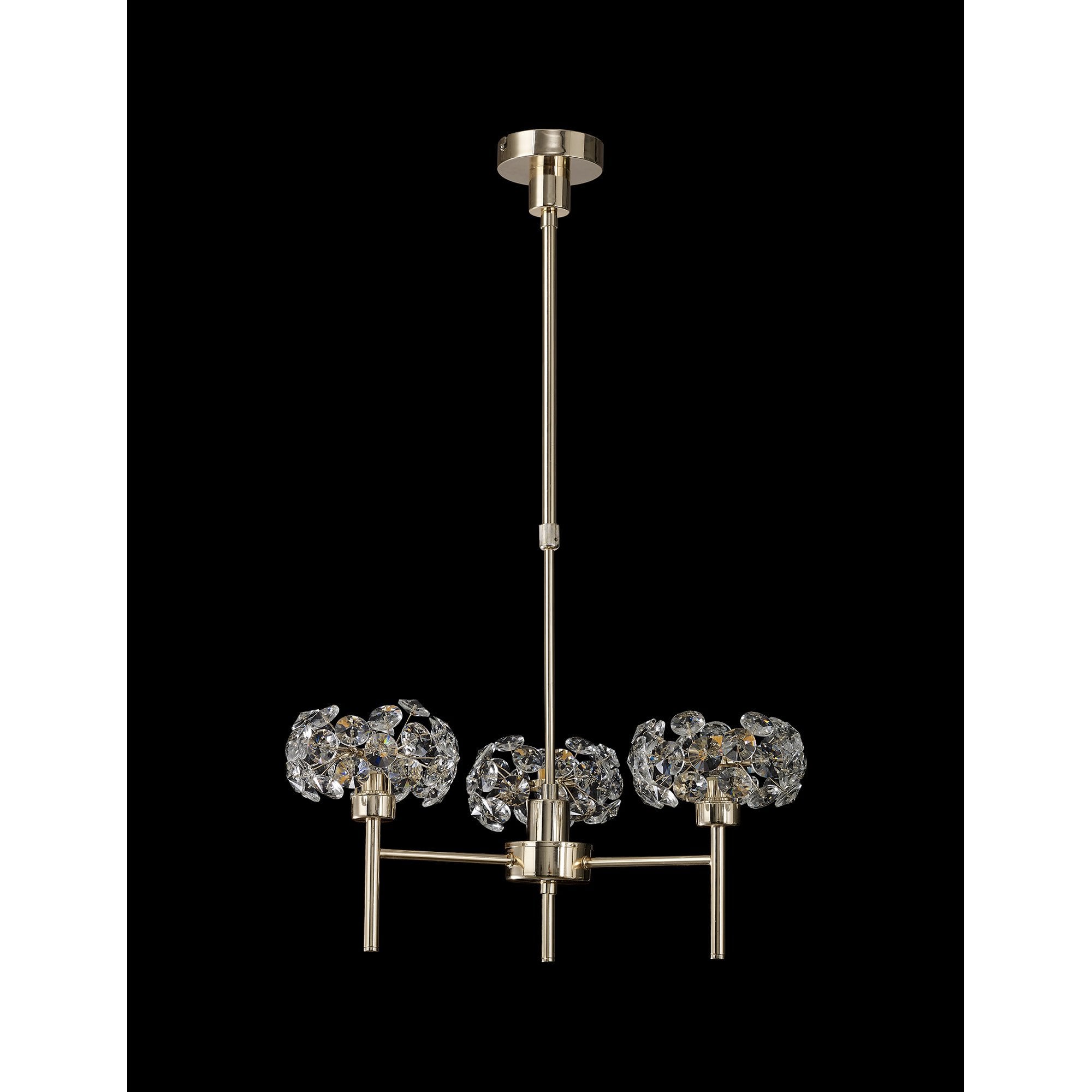 Fabula Grosvenor 3 Light Telescopic Light - French Gold & Crystal Glass