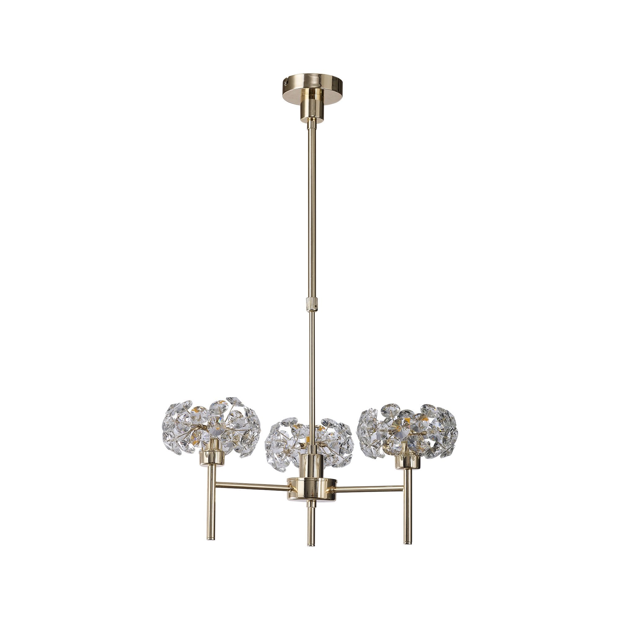 Fabula Grosvenor 3 Light Telescopic Light - French Gold & Crystal Glass