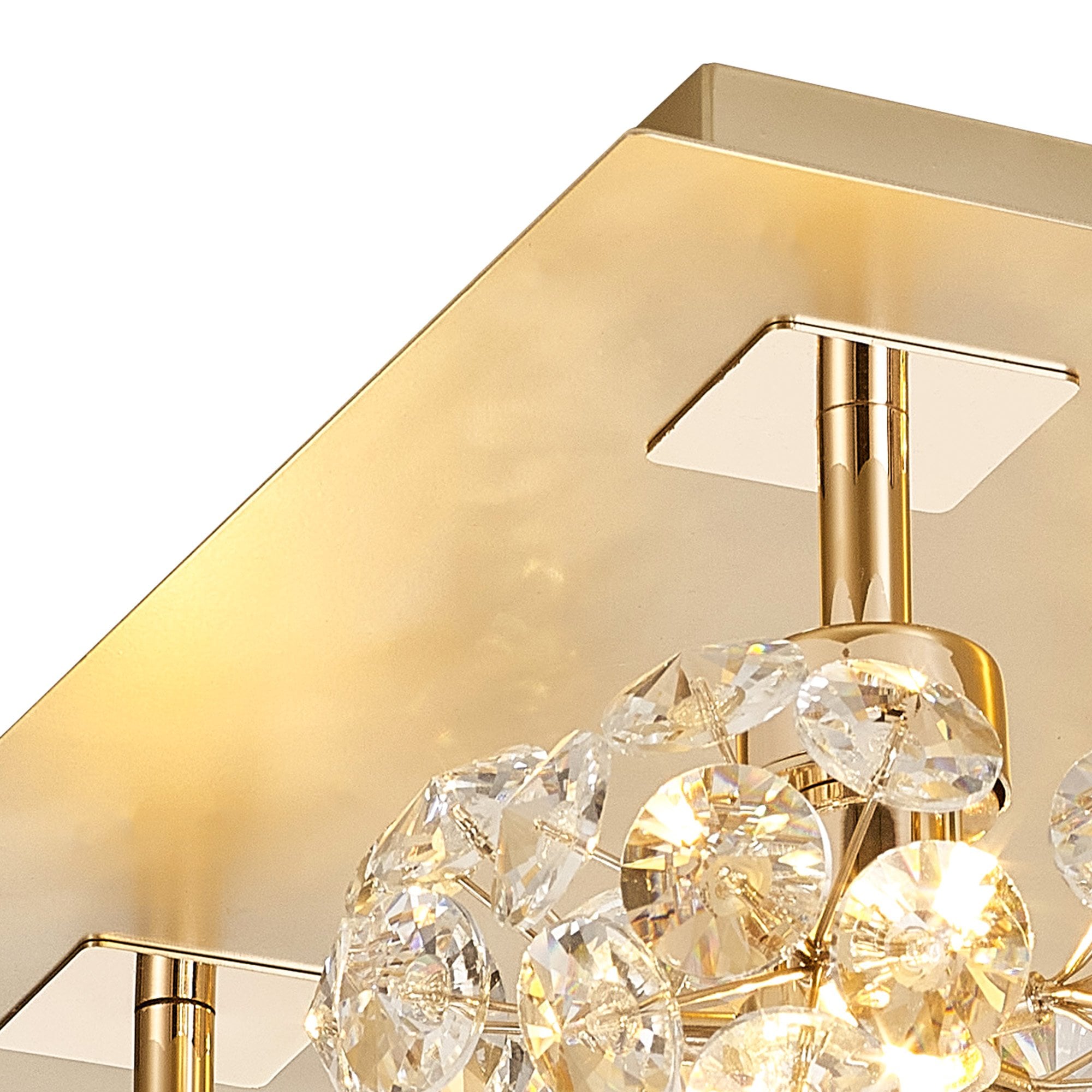 Fabula Grosvenor 4 Light Square Flush Light - French Gold Square & Crystal Glass