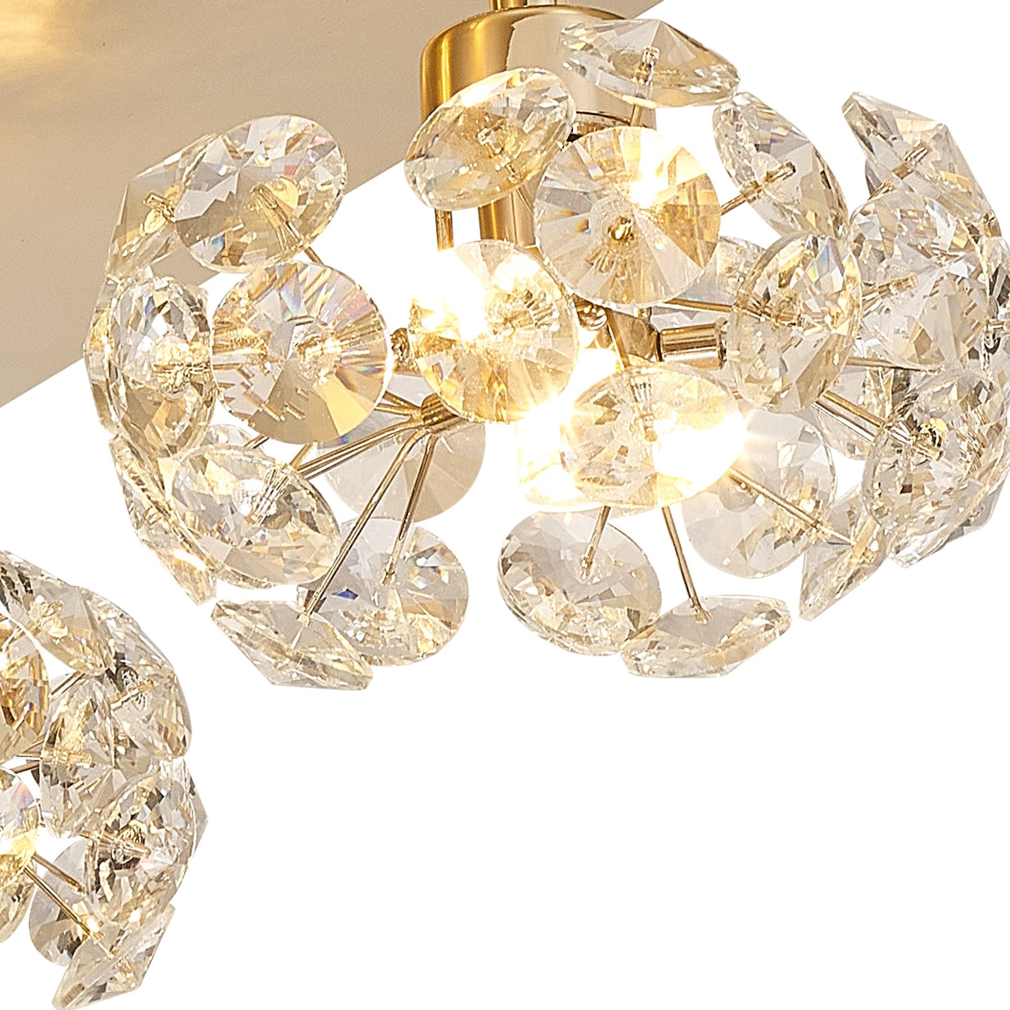 Fabula Grosvenor 4 Light Square Flush Light - French Gold Square & Crystal Glass