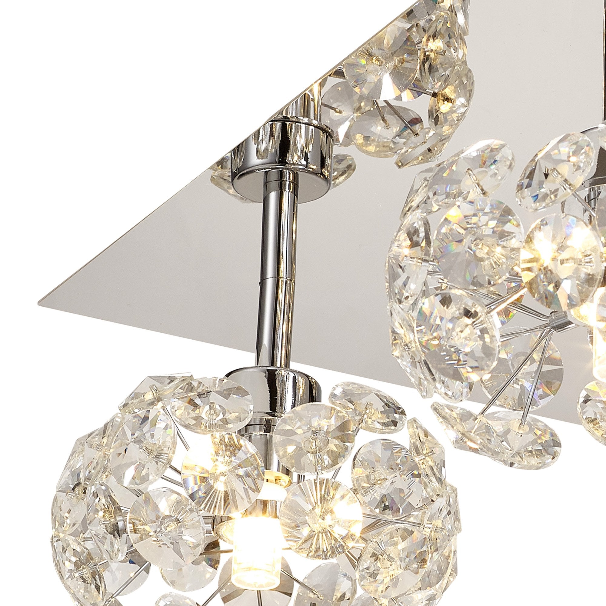 Fabula Grosvenor 4 Light Square Flush Light - Polished Chrome & Crystal Glass