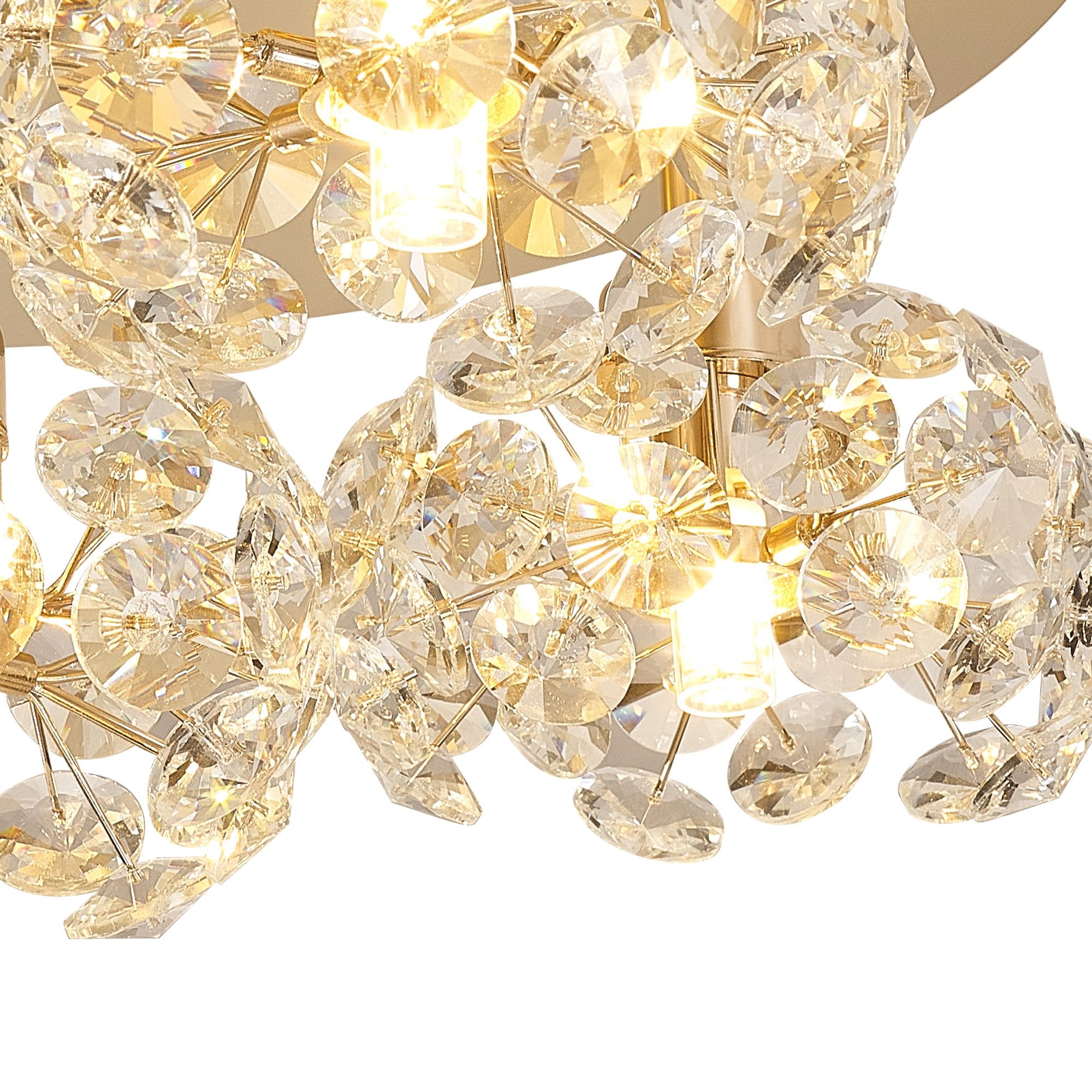 Fabula Grosvenor 5 Light Round Flush Light - French Gold & Crystal Glass